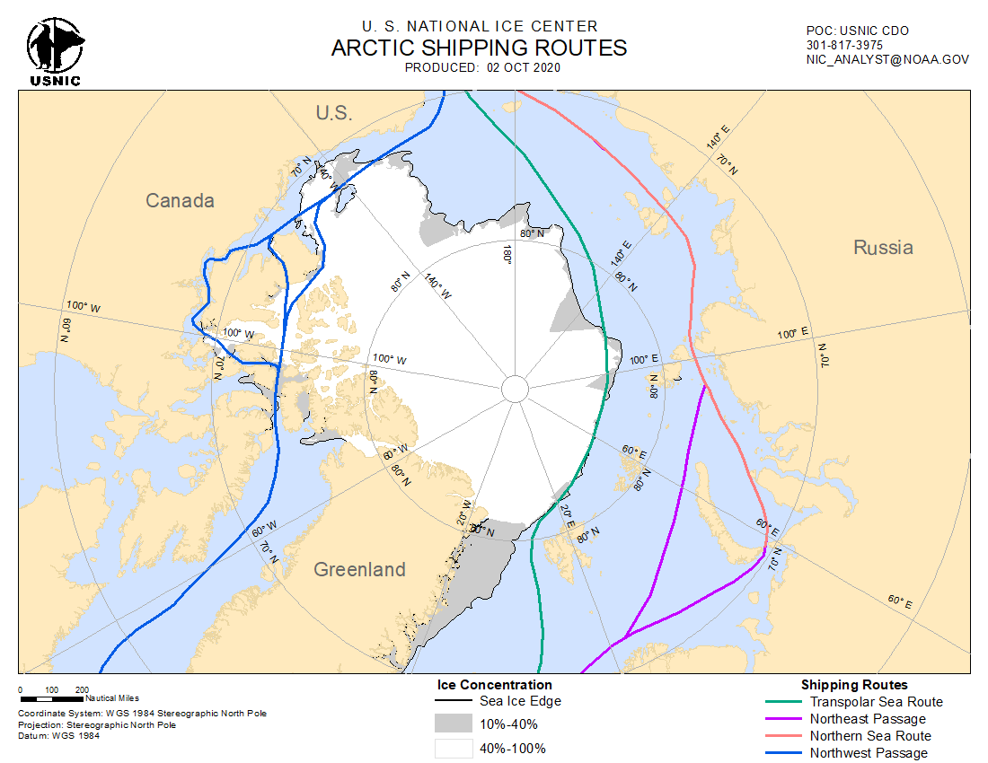 Thumbnail image of the 
             latest entire Arctic sea route chart