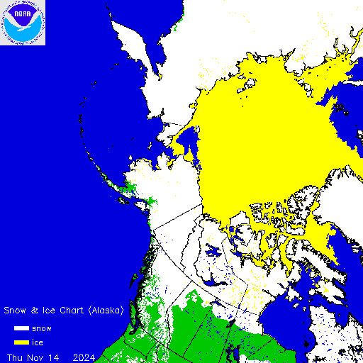 ims2024319_alaska Current Snow and Ice Depth in Europe and USA