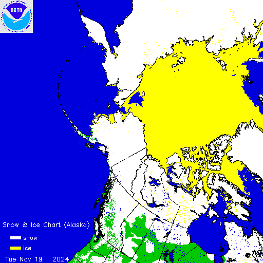 ims2024324_alaska Current Snow and Ice Depth in Europe and USA