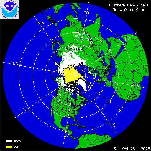 Thumbnail image 
                 of current Northern Hemisphere snow and ice chart