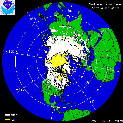 Thumbnail image 
                 of current Northern Hemisphere snow and ice chart