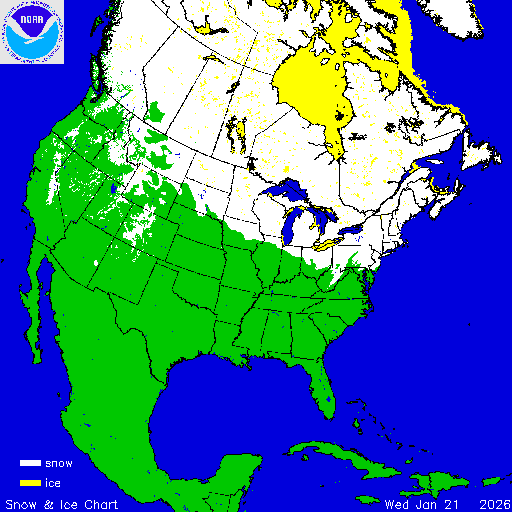 Thumbnail image 
                 of current North American snow and ice chart
