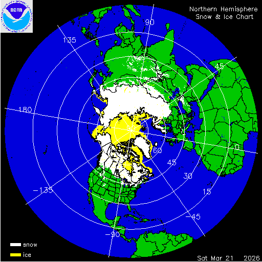 Thumbnail image 
                 of current Northern Hemisphere snow and ice chart