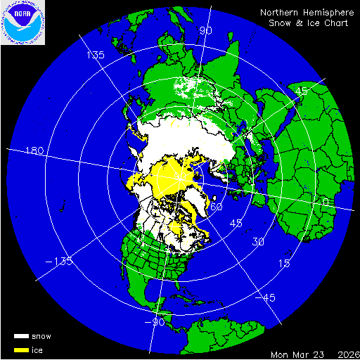 Thumbnail image 
                 of current Northern Hemisphere snow and ice chart