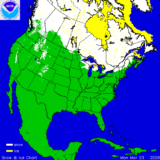 Thumbnail image 
                 of current North American snow and ice chart