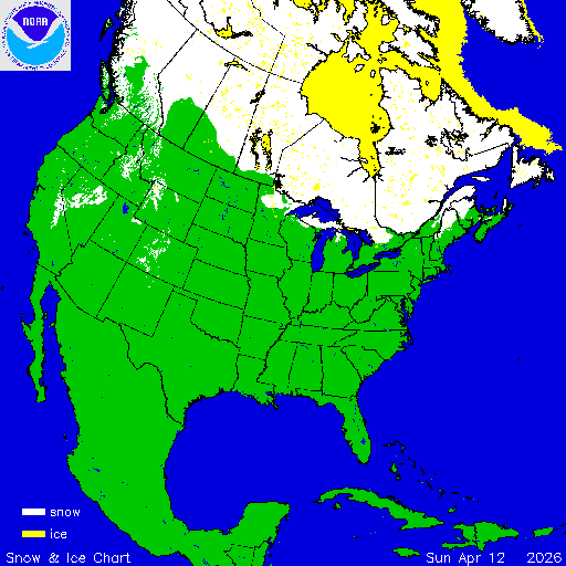 Thumbnail image 
                 of current North American snow and ice chart