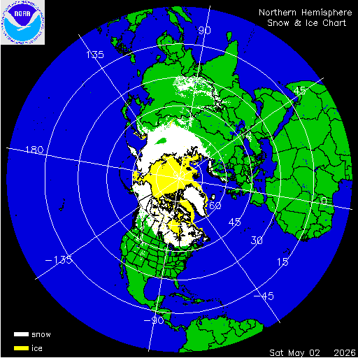 Thumbnail image 
                 of current Northern Hemisphere snow and ice chart