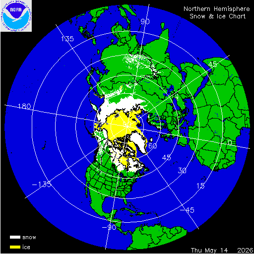Thumbnail image 
                 of current Northern Hemisphere snow and ice chart