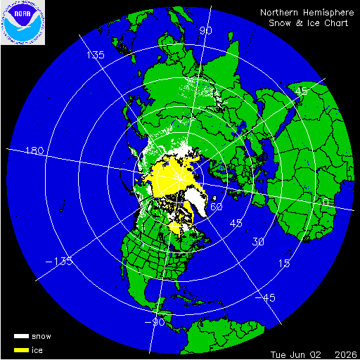 Thumbnail image 
                 of current Northern Hemisphere snow and ice chart