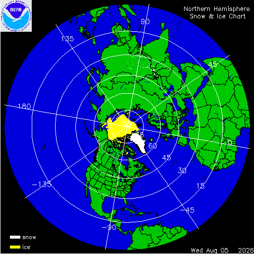 Thumbnail image 
                 of current Northern Hemisphere snow and ice chart