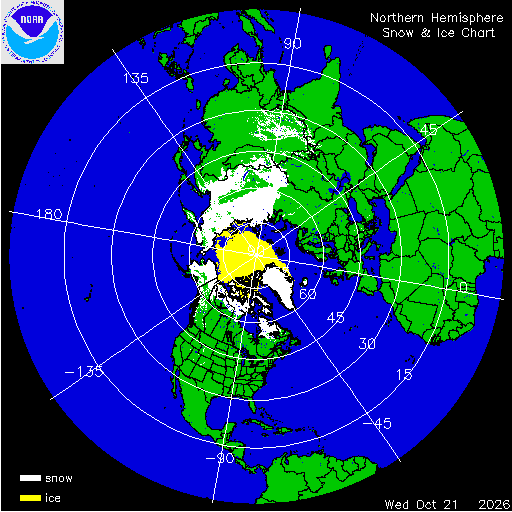 Thumbnail image 
                 of current Northern Hemisphere snow and ice chart