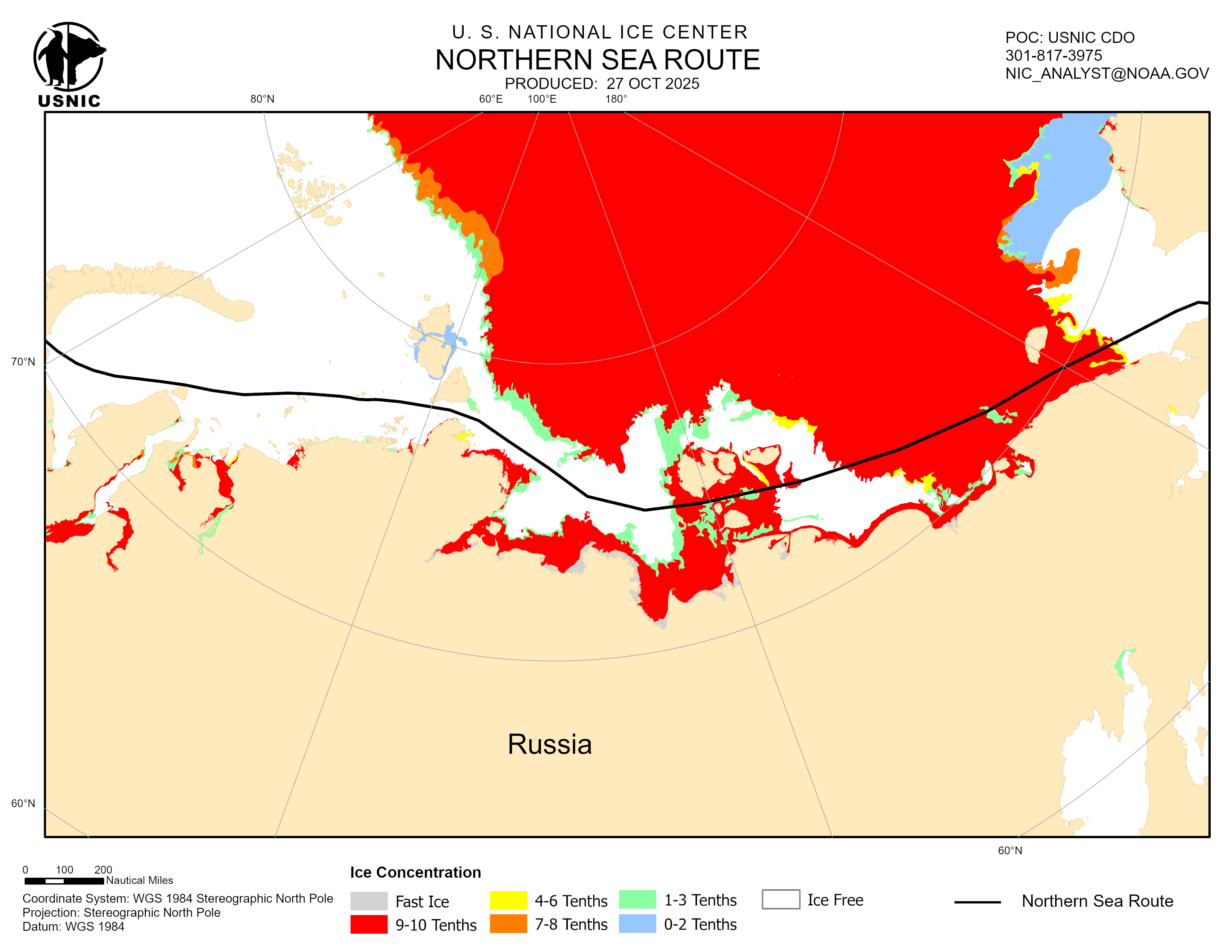 Thumbnail image of the 
             latest northern sea route chart