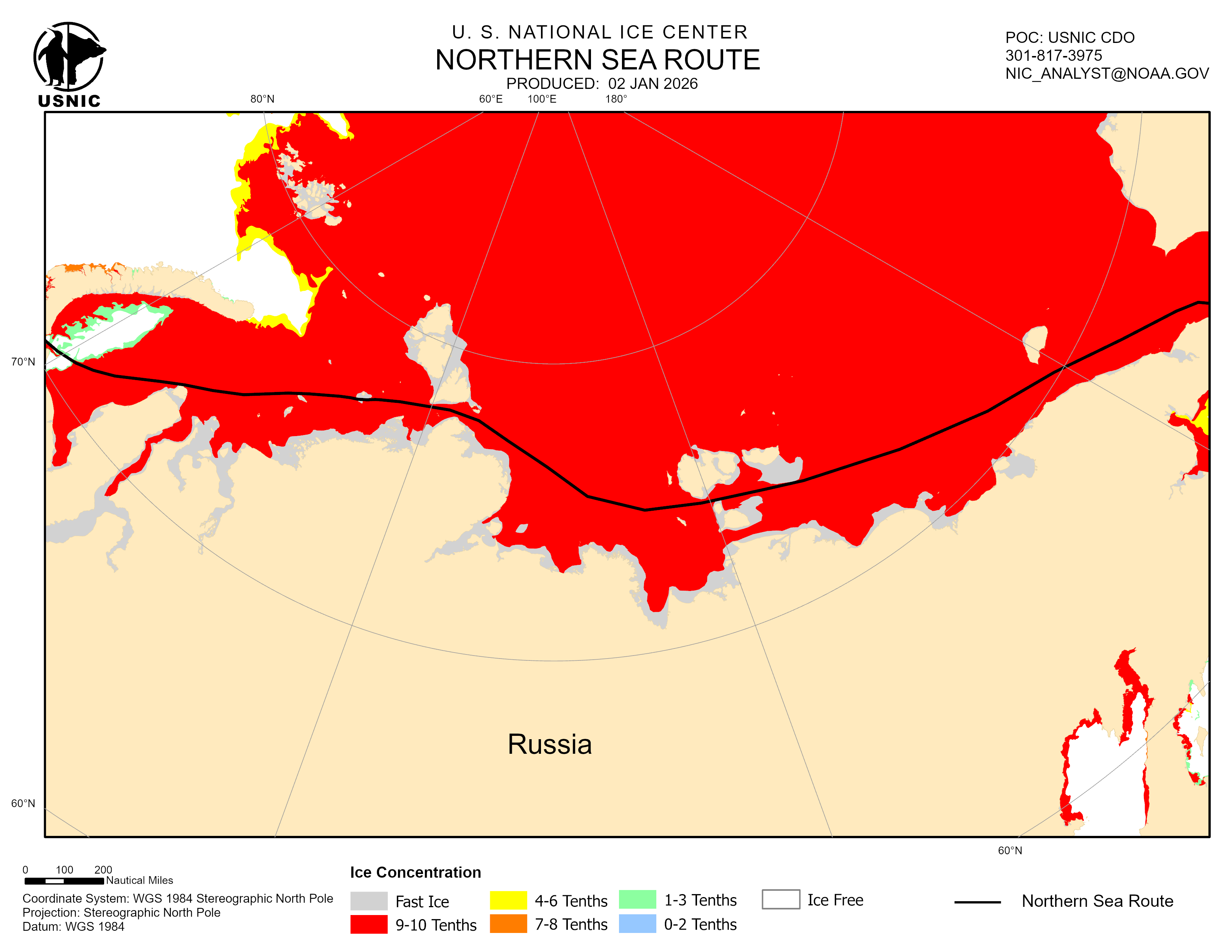 Thumbnail image of the 
             latest northern sea route chart