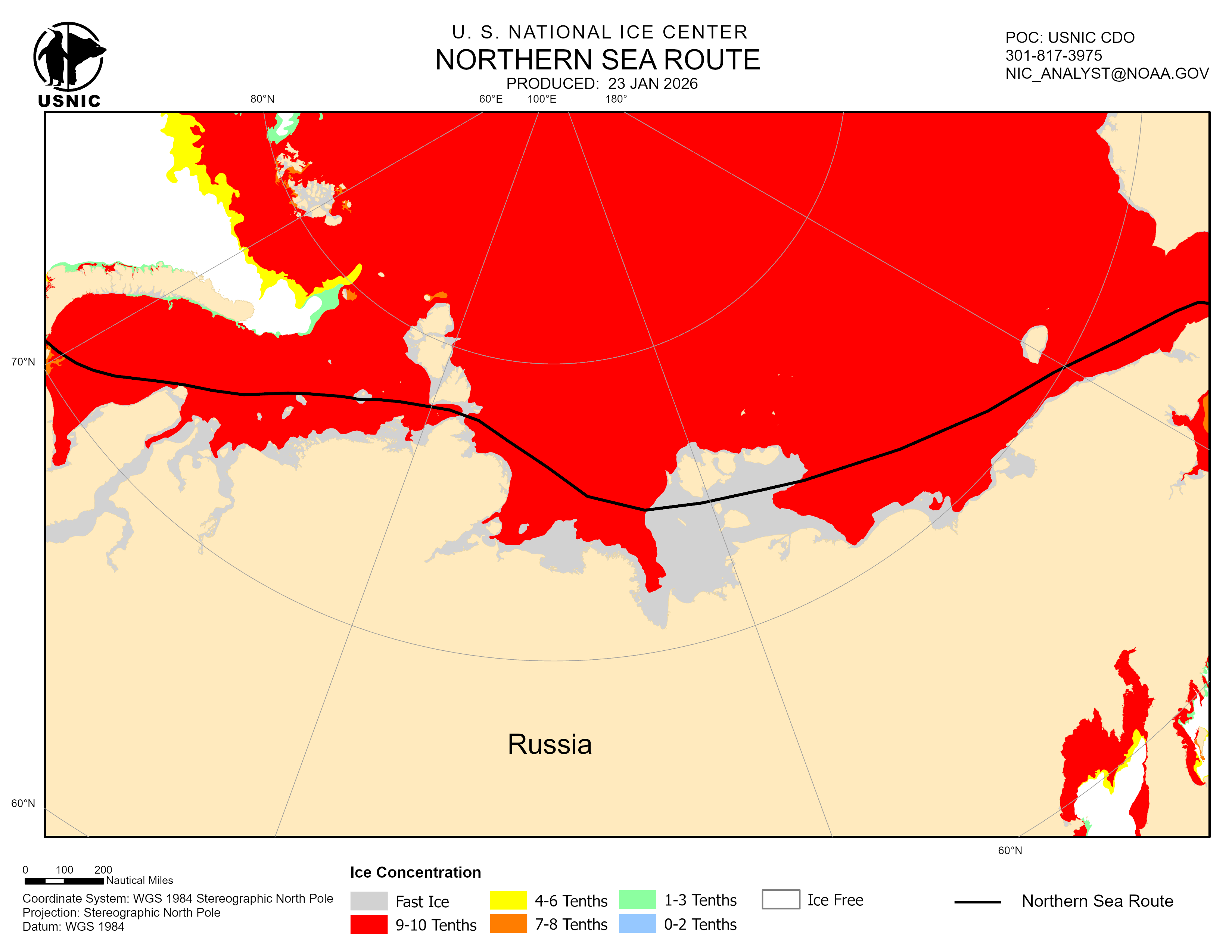 Thumbnail image of the 
             latest northern sea route chart