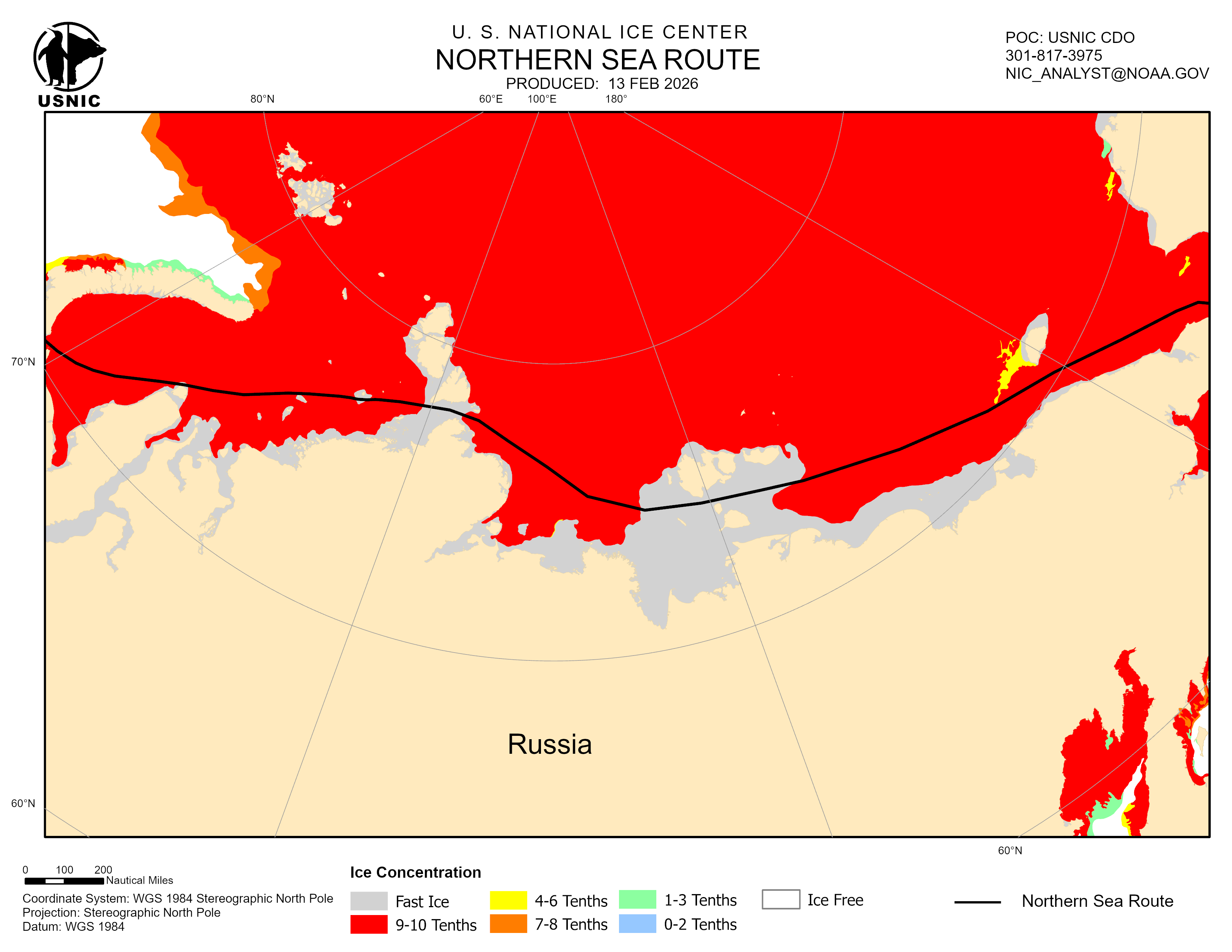Thumbnail image of the 
             latest northern sea route chart