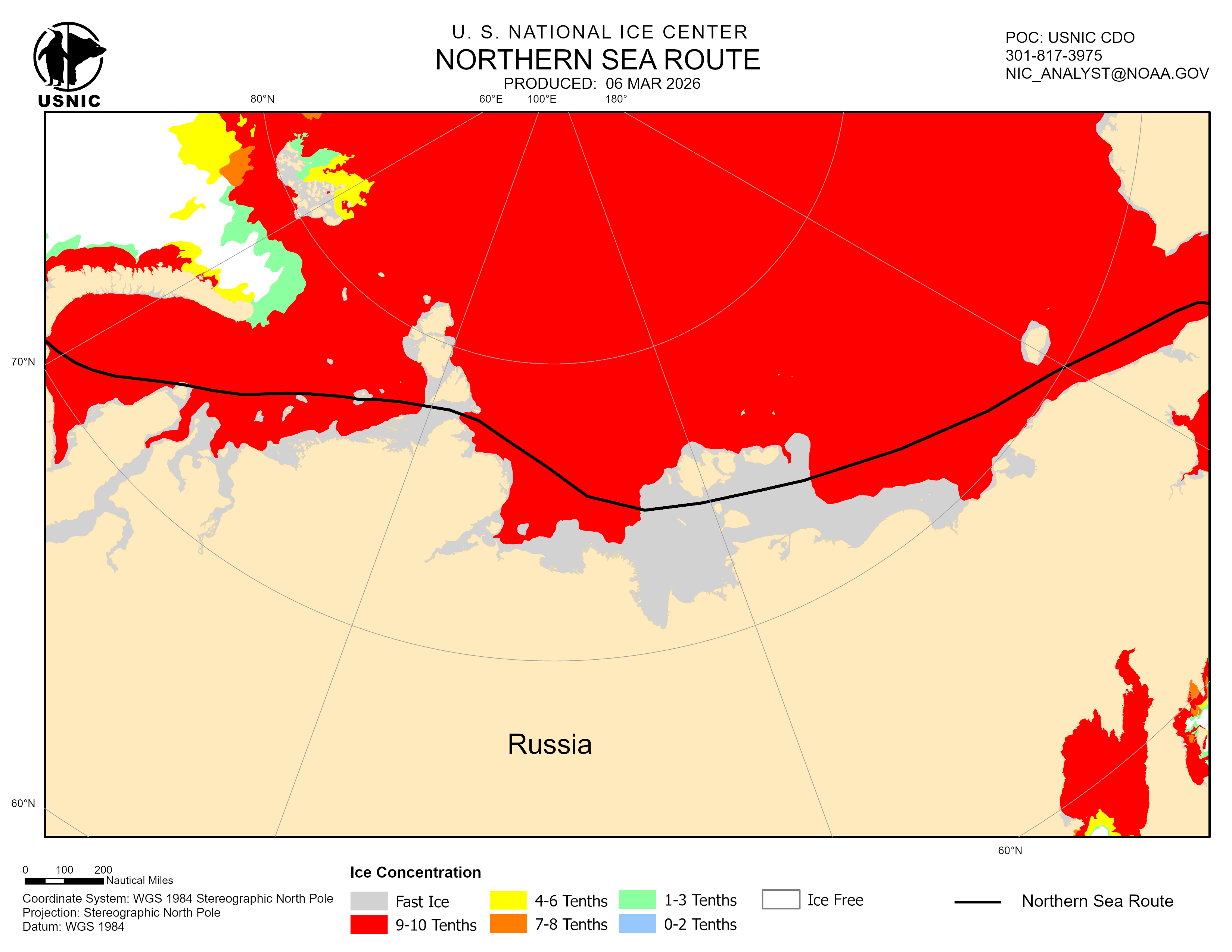 Thumbnail image of the 
             latest northern sea route chart