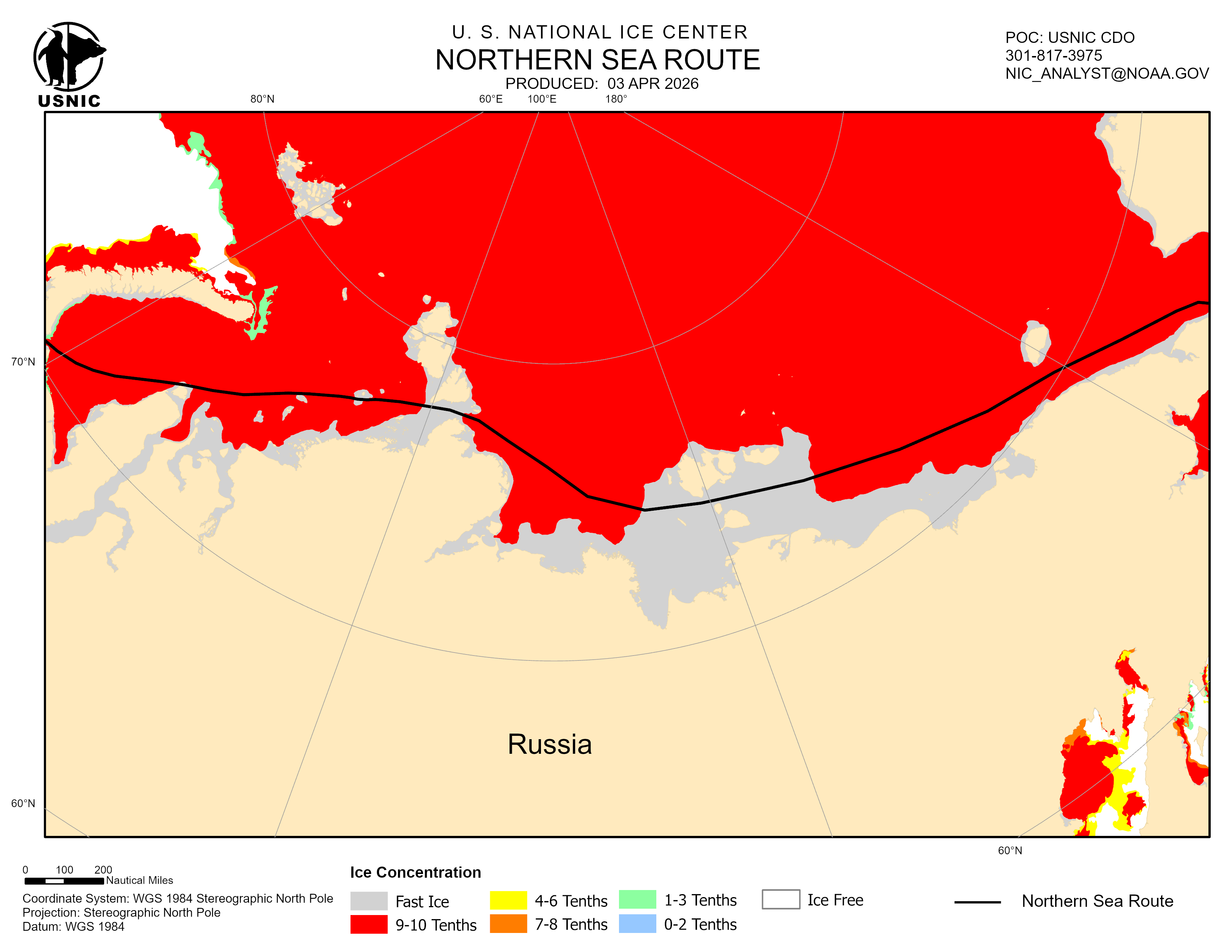 Thumbnail image of the 
             latest northern sea route chart