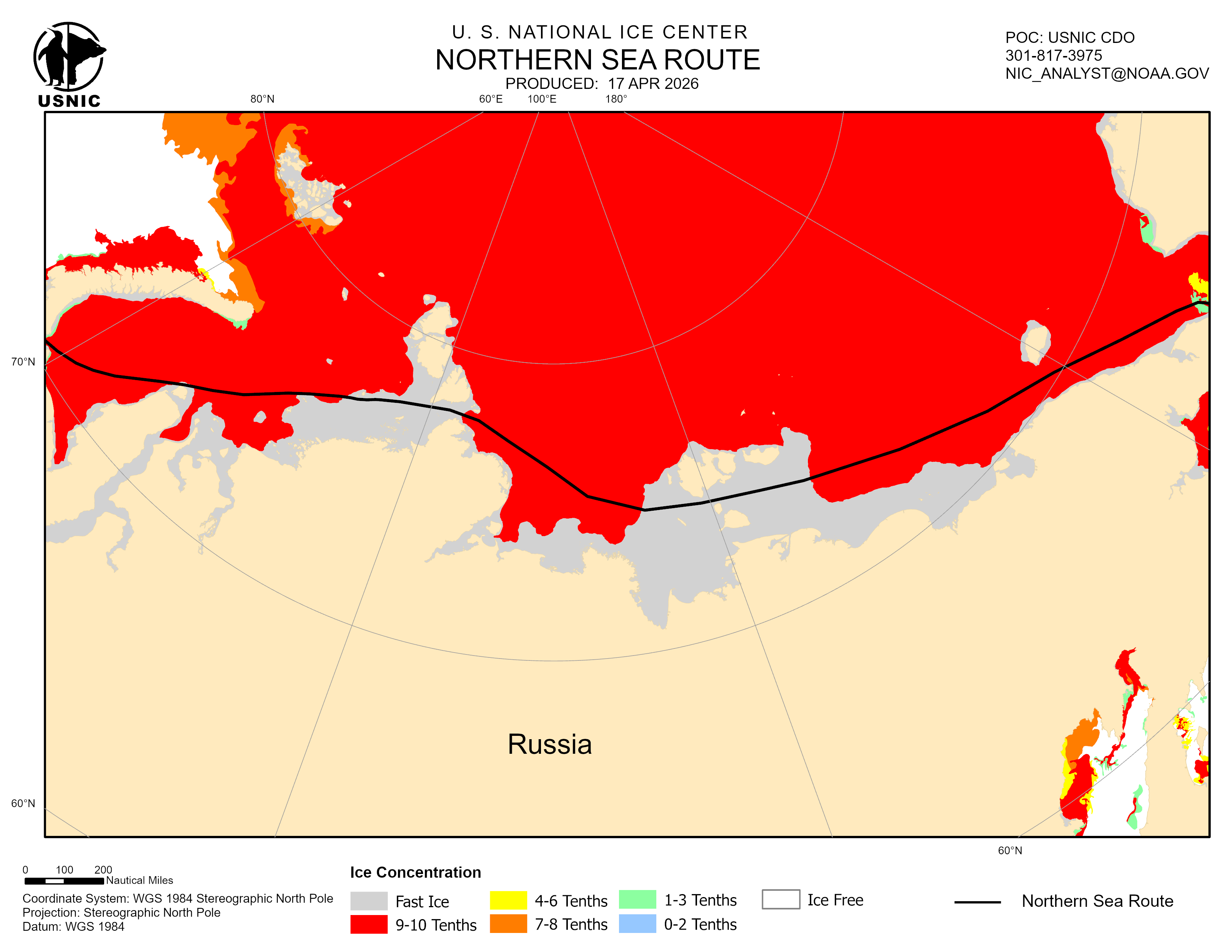 Thumbnail image of the 
             latest northern sea route chart