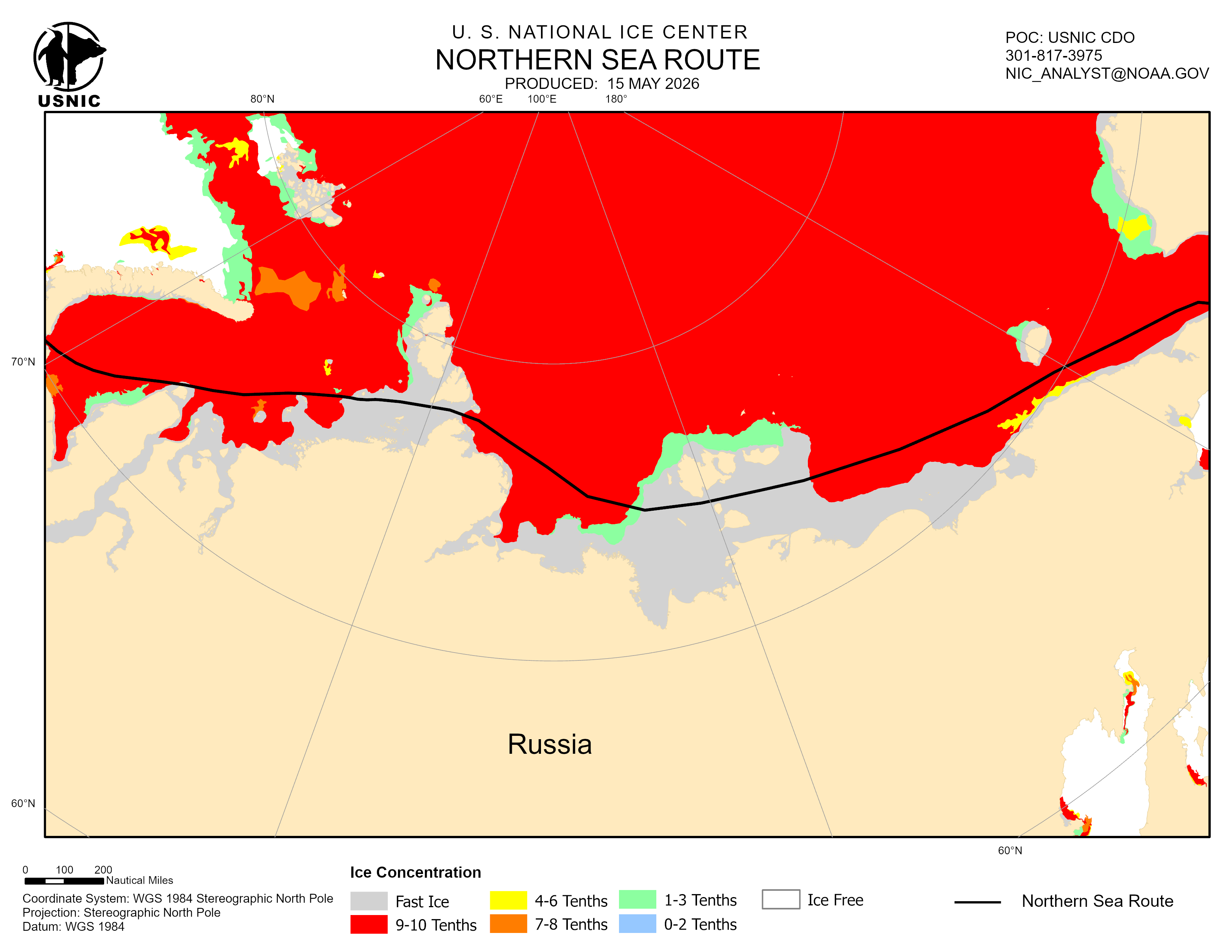 Thumbnail image of the 
             latest northern sea route chart