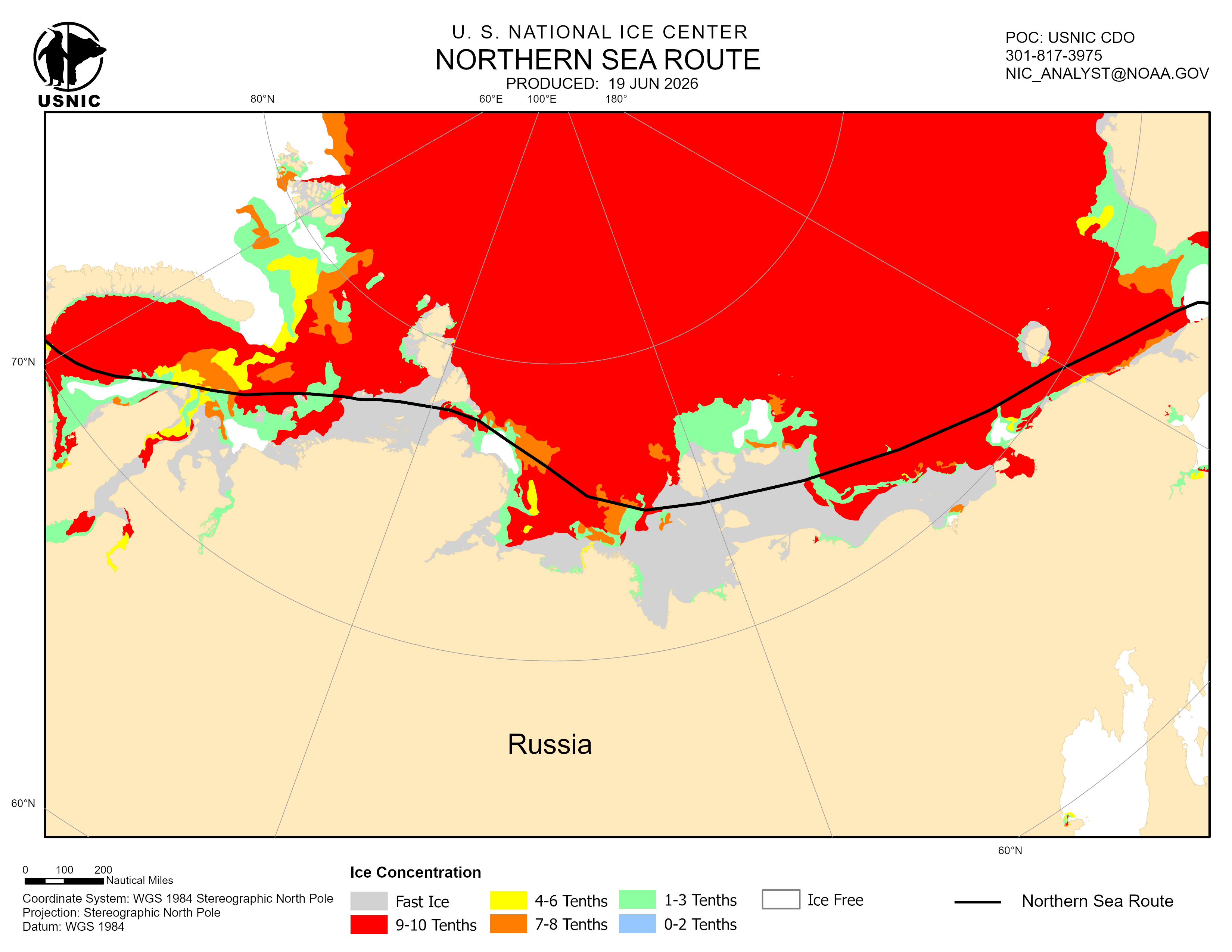 Thumbnail image of the 
             latest northern sea route chart