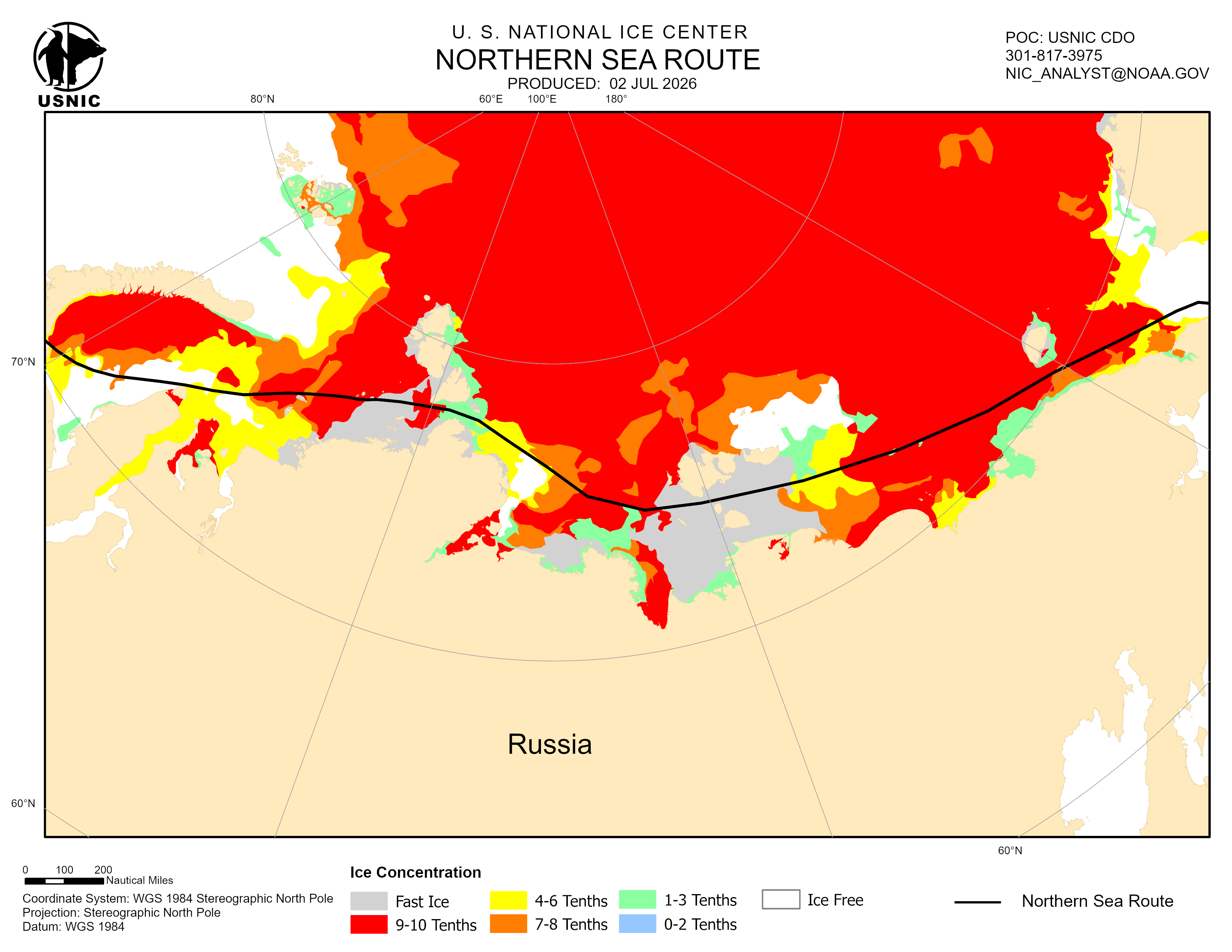 Thumbnail image of the 
             latest northern sea route chart