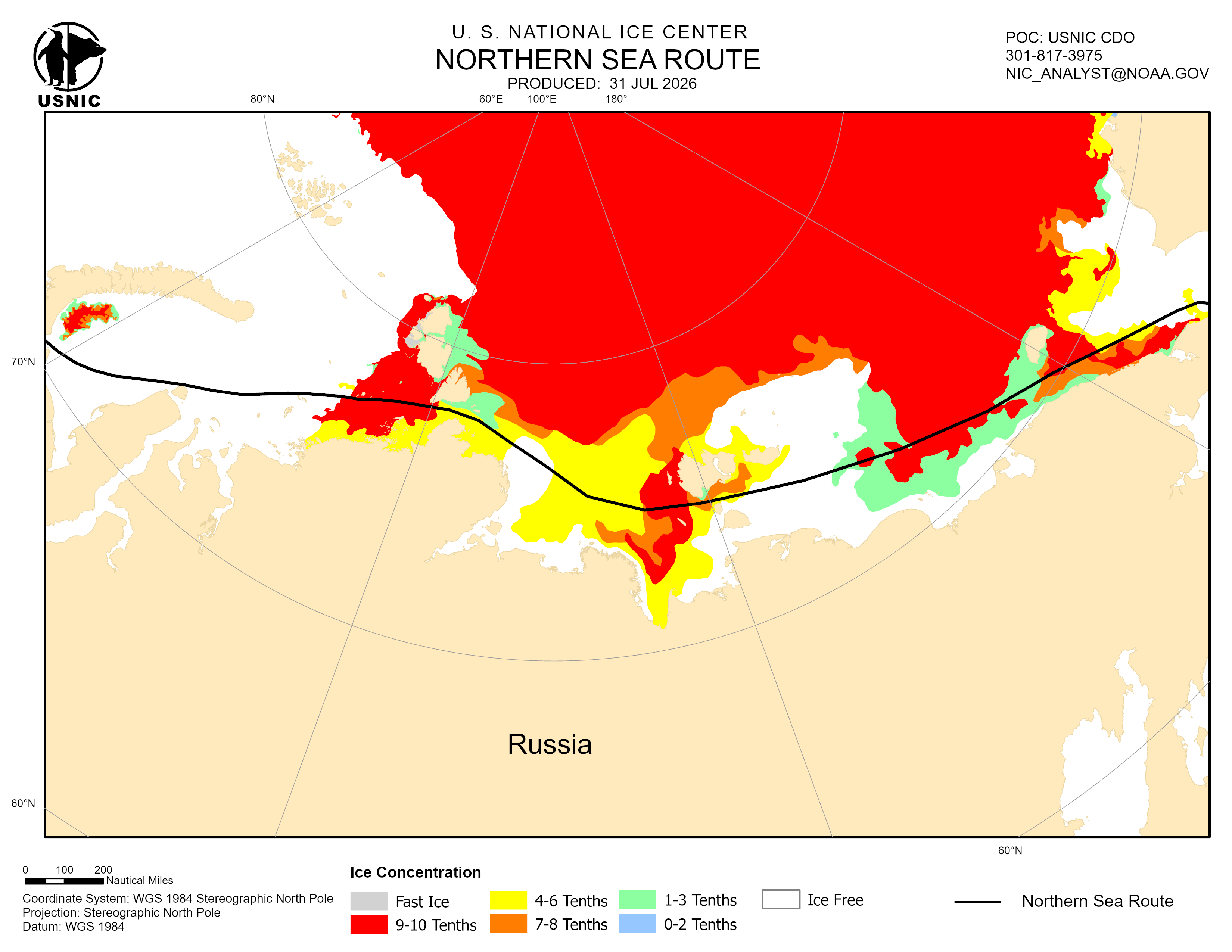 Thumbnail image of the 
             latest northern sea route chart