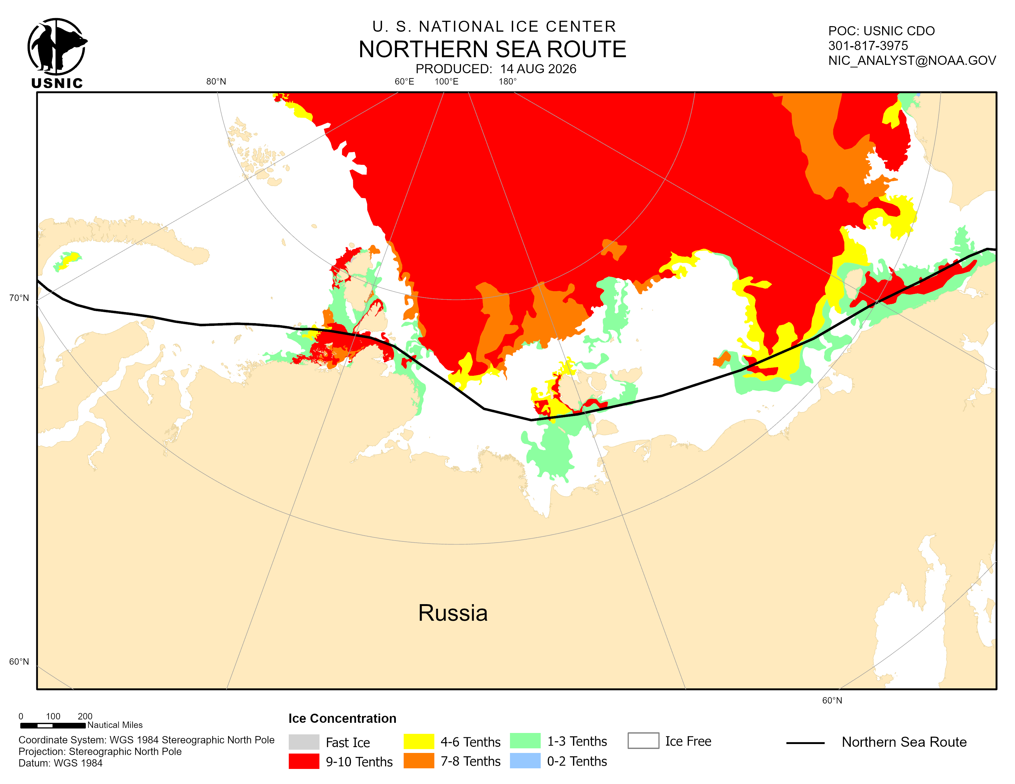 Thumbnail image of the 
             latest northern sea route chart