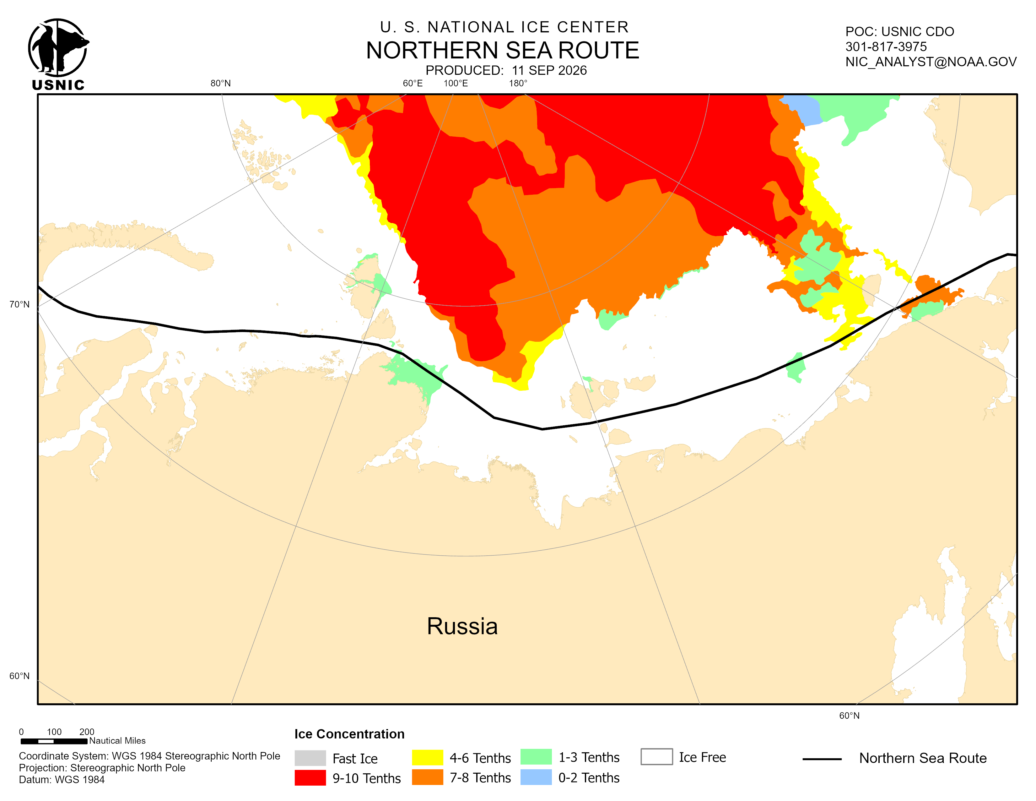 Thumbnail image of the 
             latest northern sea route chart