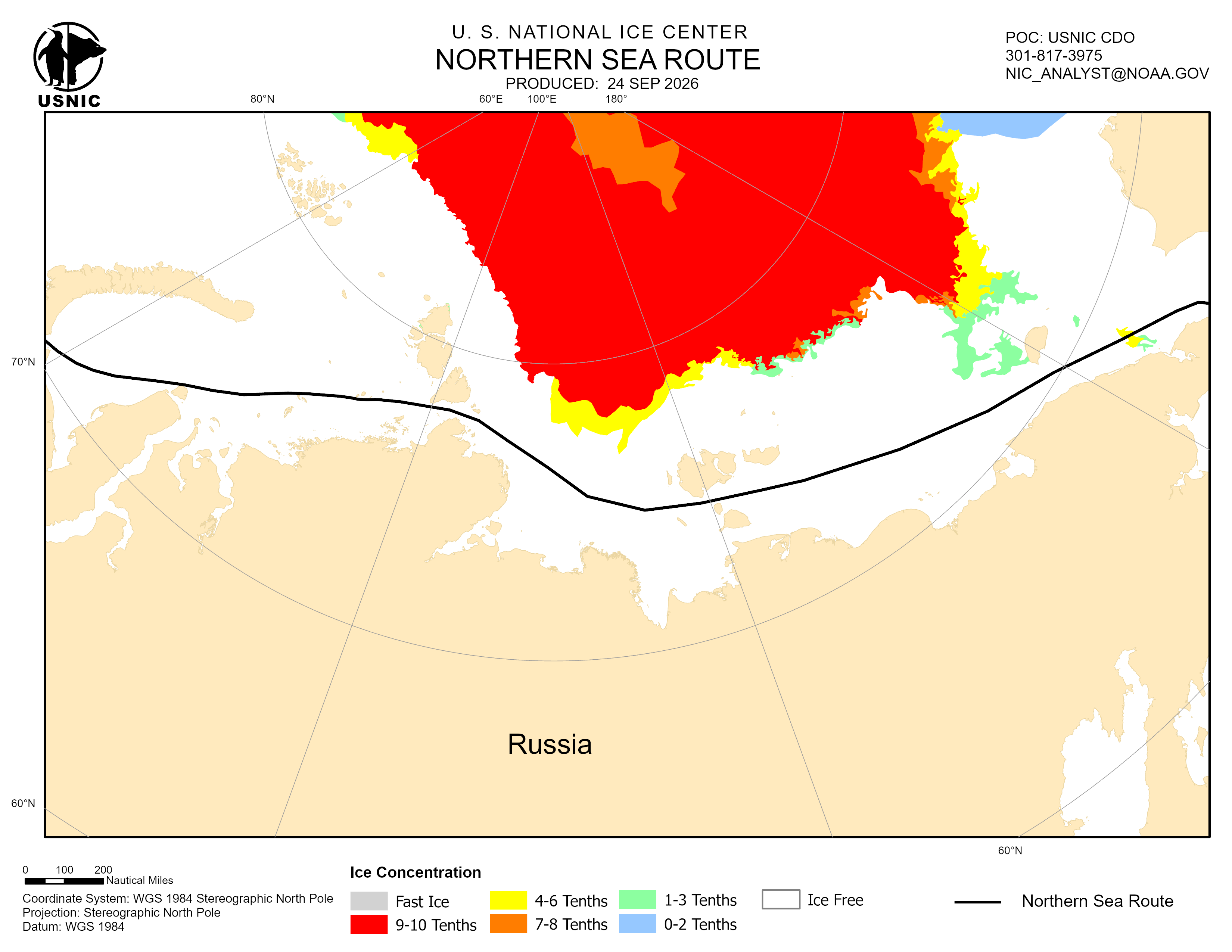 Thumbnail image of the 
             latest northern sea route chart