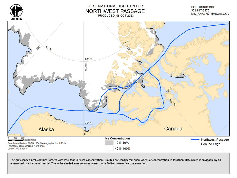 Thumbnail image of the 
             latest Northwest Passage chart
