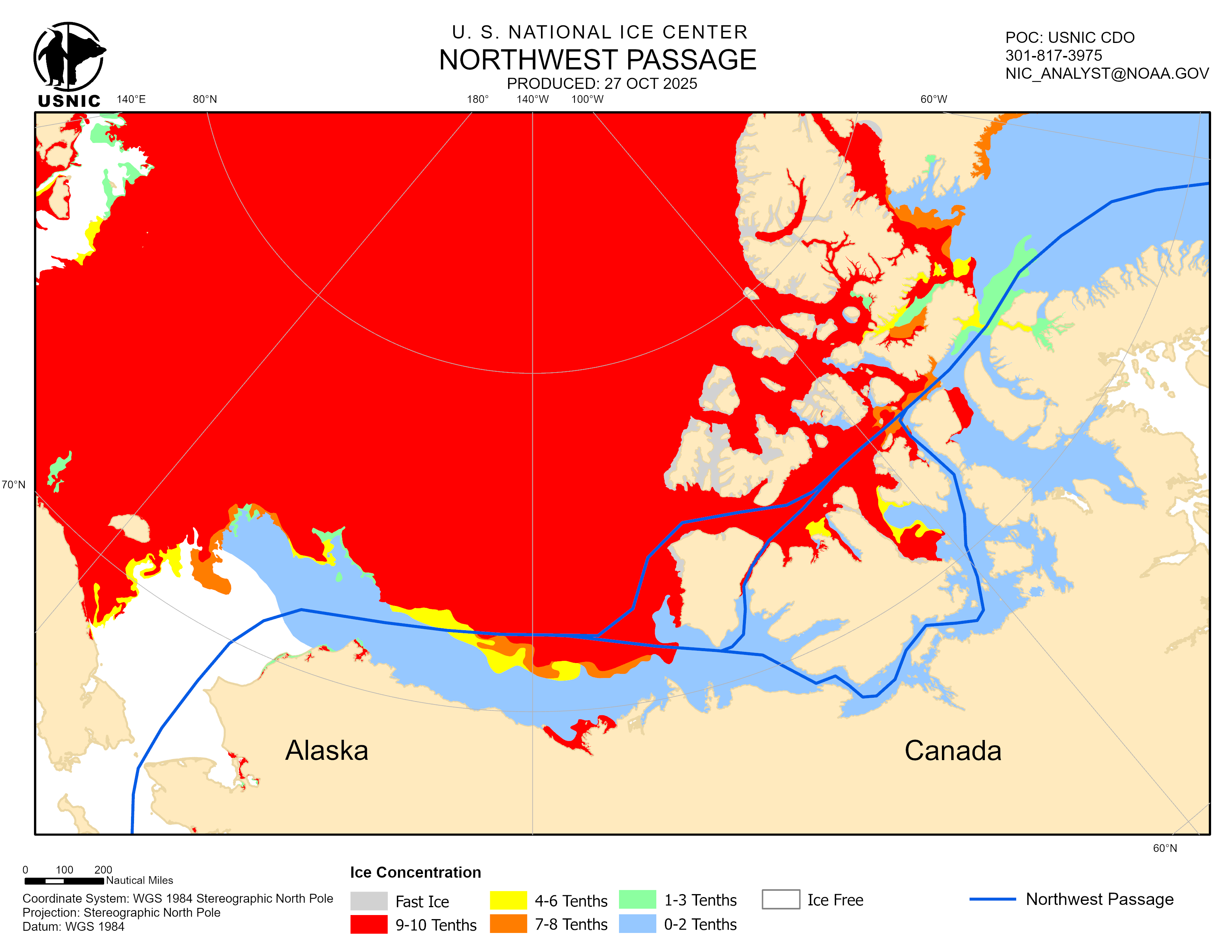 Thumbnail image of the 
             latest Northwest Passage chart