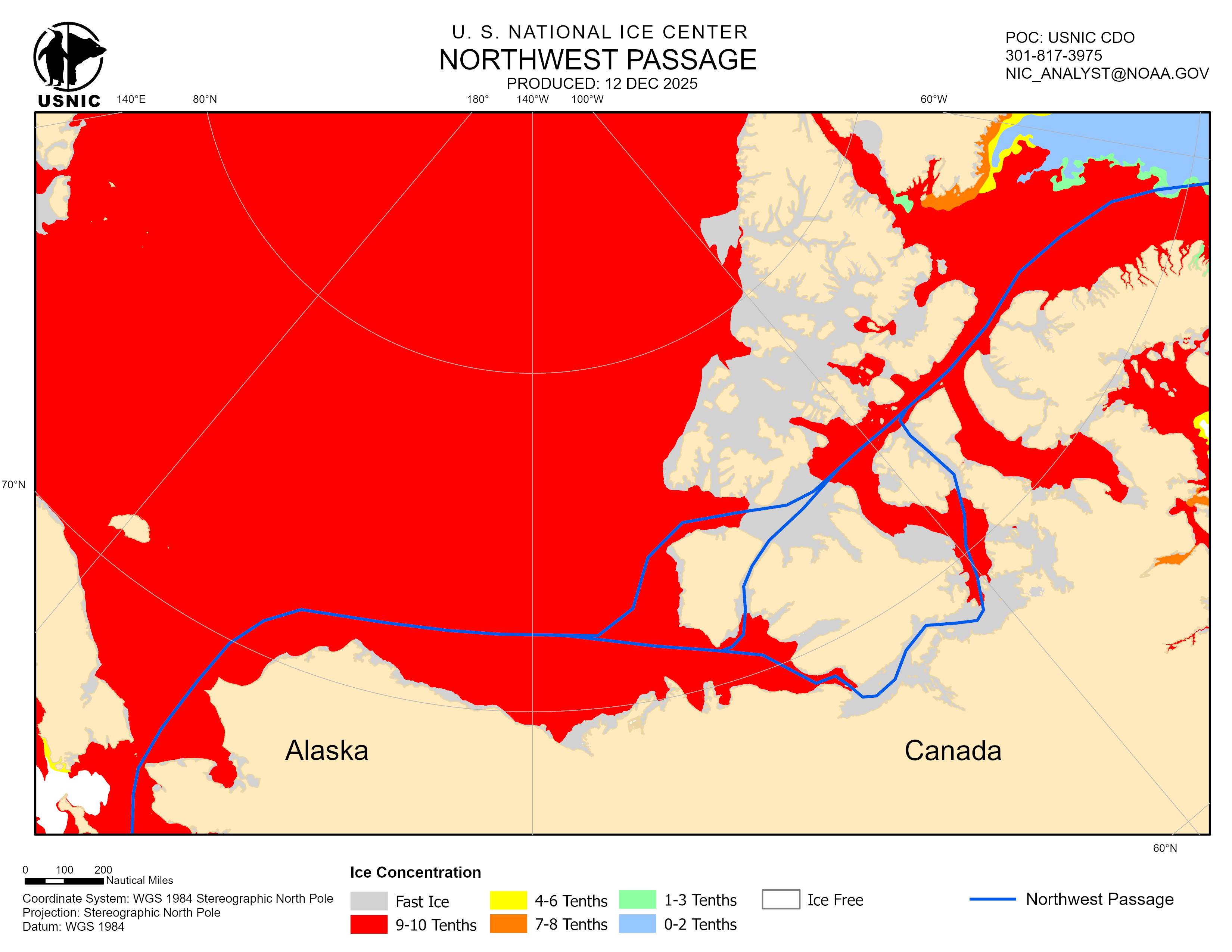 Thumbnail image of the 
             latest Northwest Passage chart