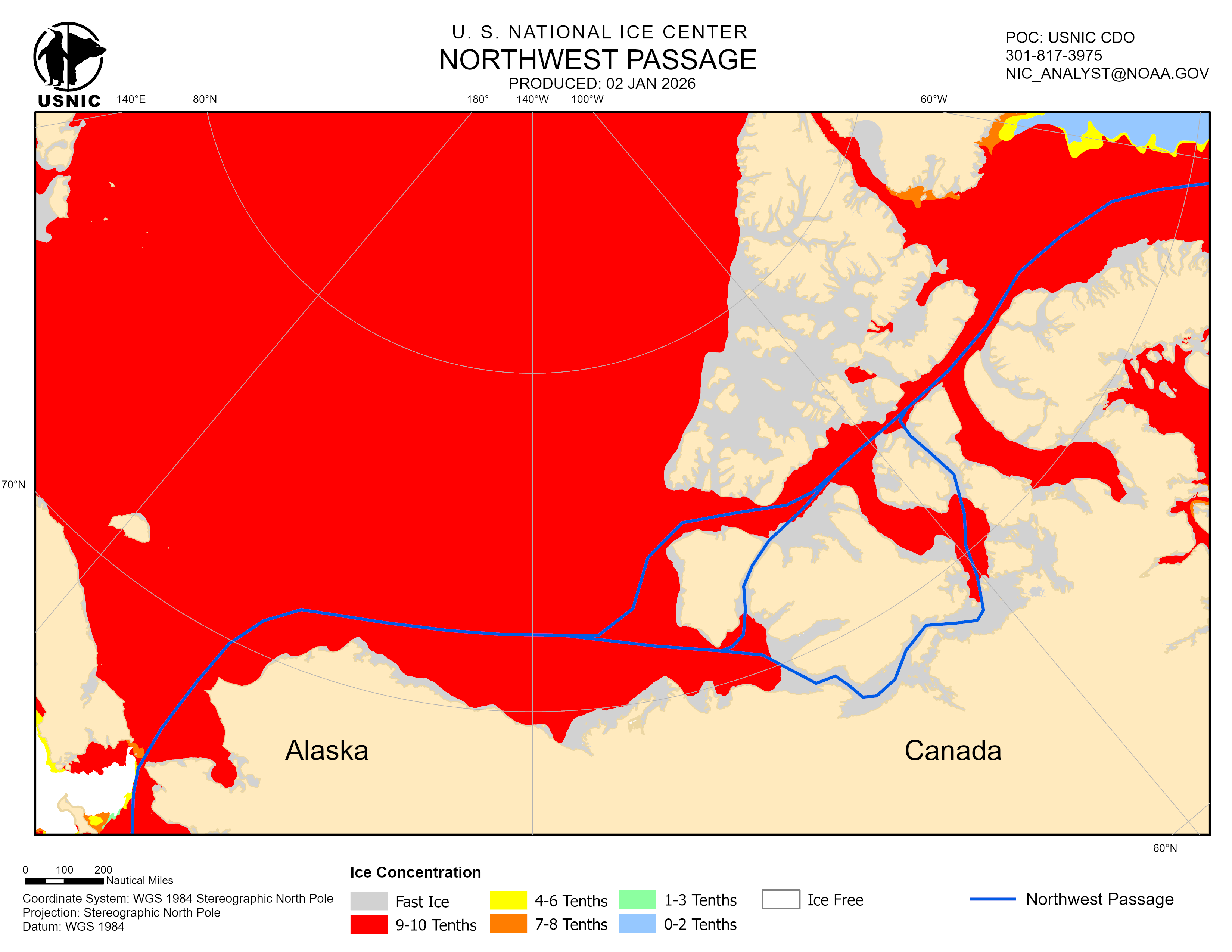 Thumbnail image of the 
             latest Northwest Passage chart