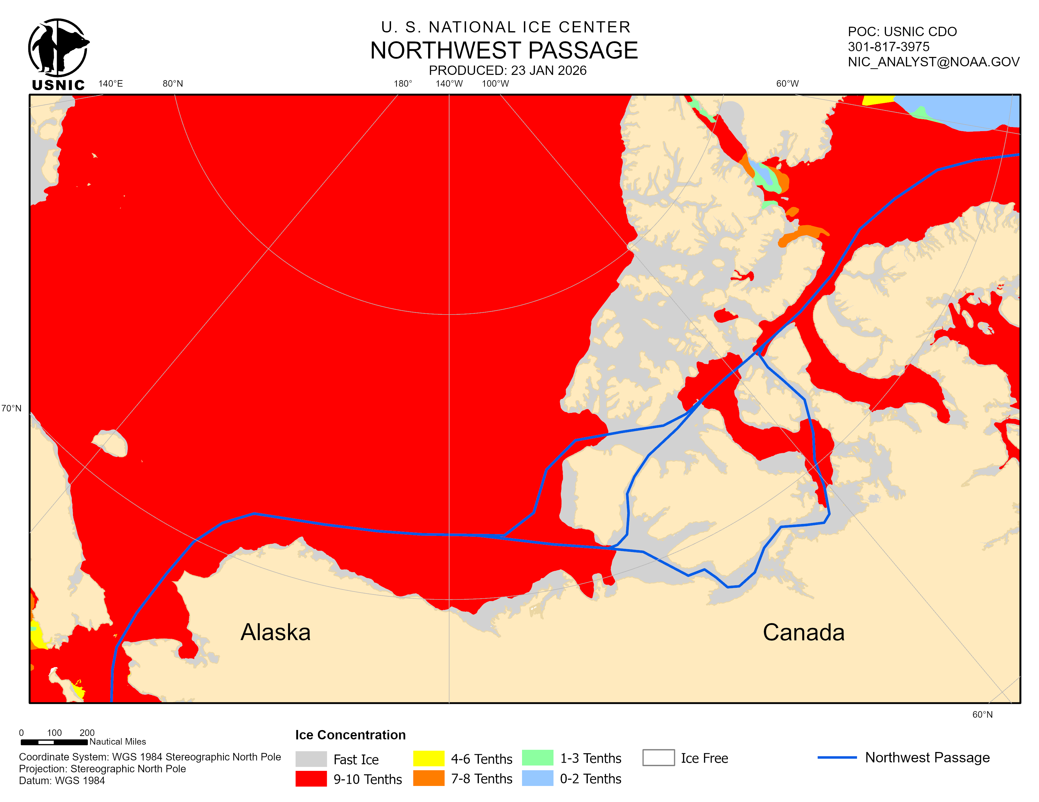 Thumbnail image of the 
             latest Northwest Passage chart