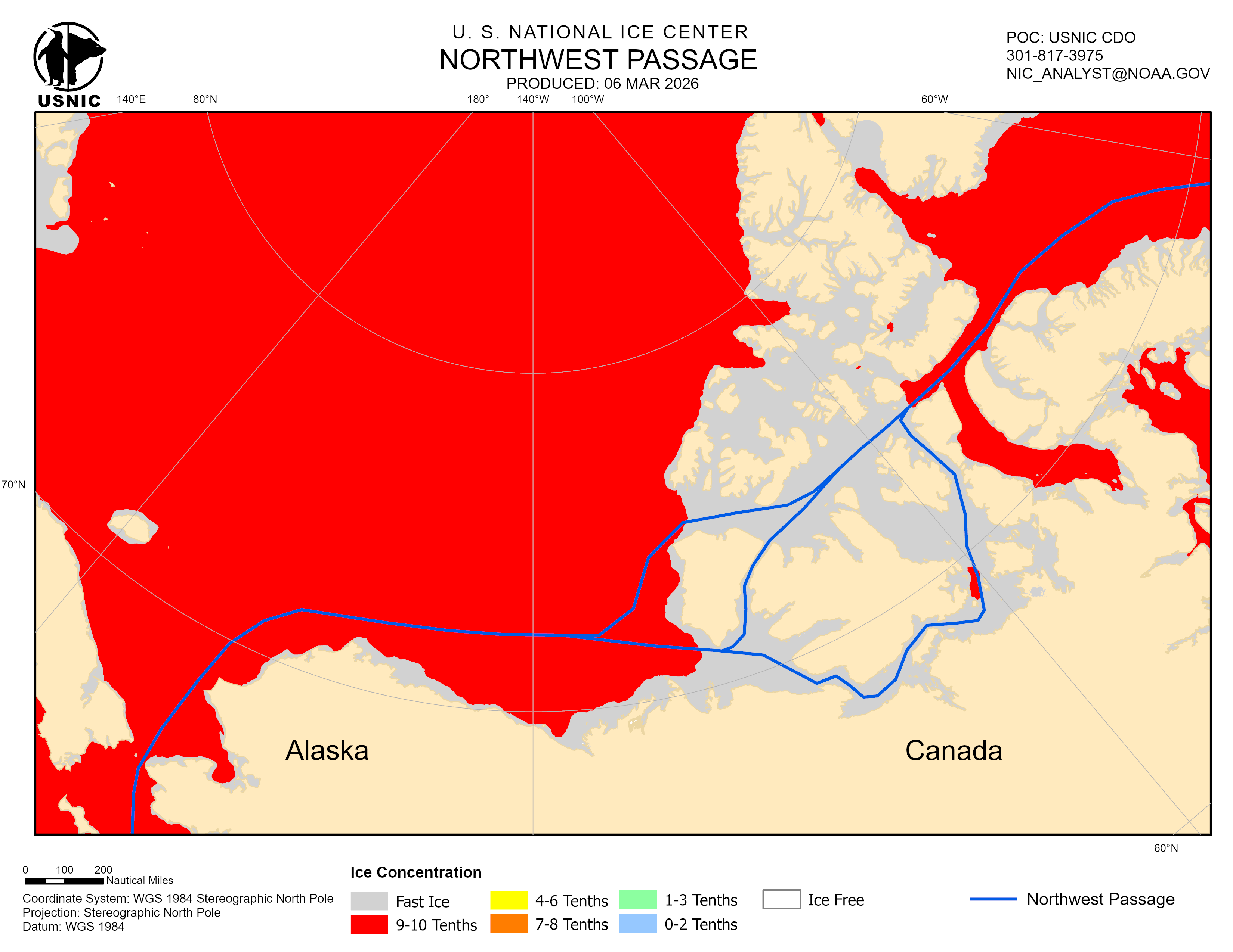 Thumbnail image of the 
             latest Northwest Passage chart