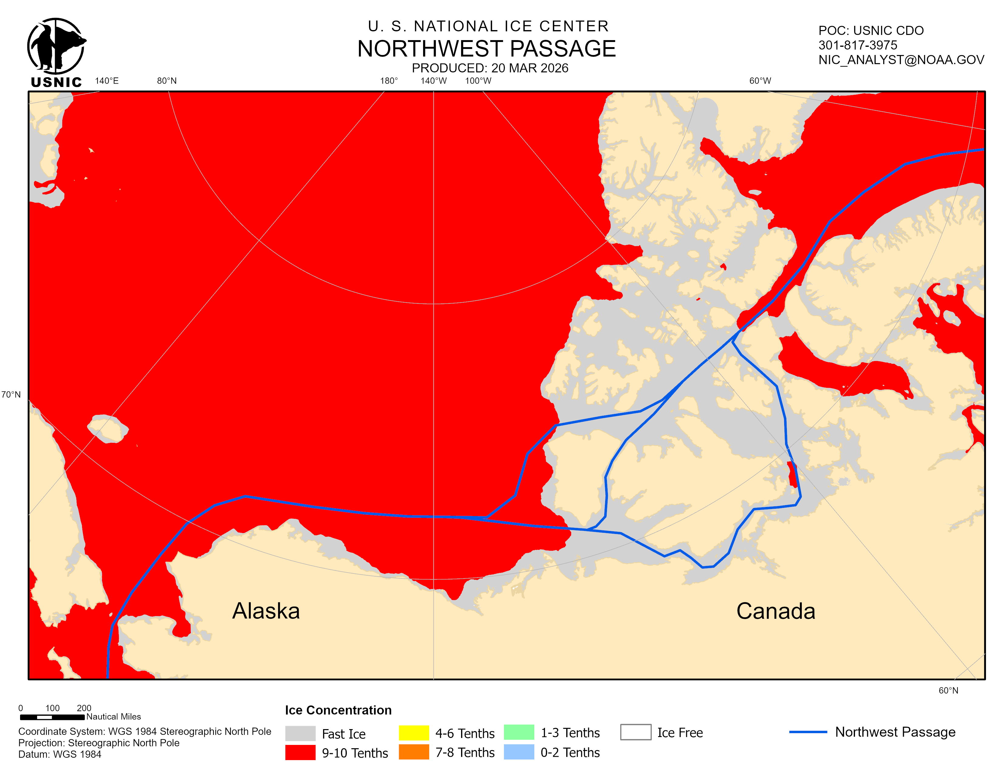 Thumbnail image of the 
             latest Northwest Passage chart