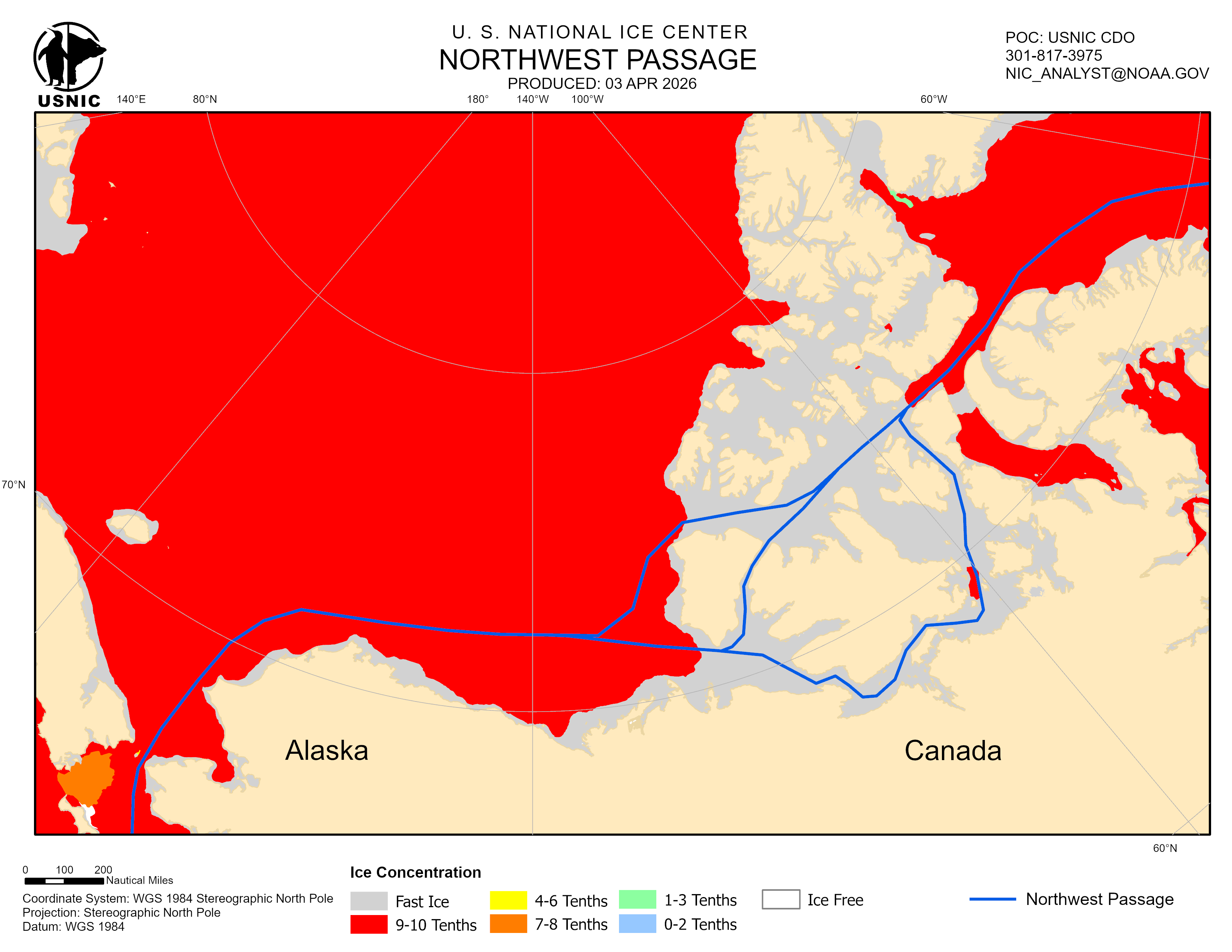 Thumbnail image of the 
             latest Northwest Passage chart