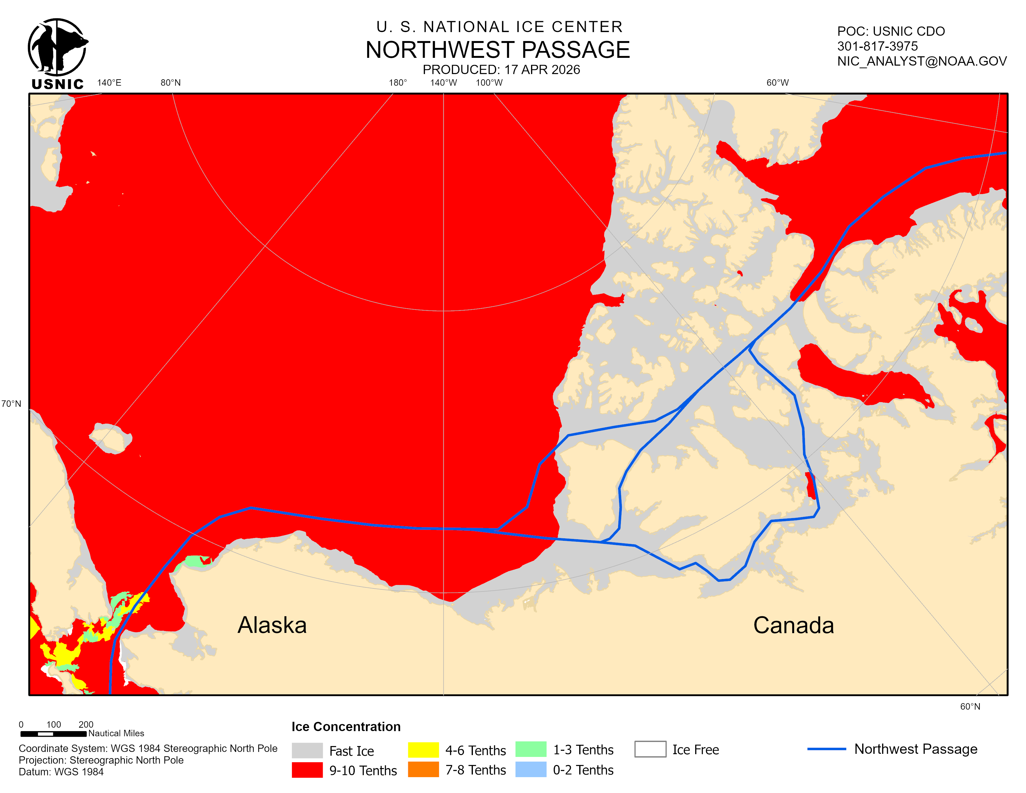 Thumbnail image of the 
             latest Northwest Passage chart
