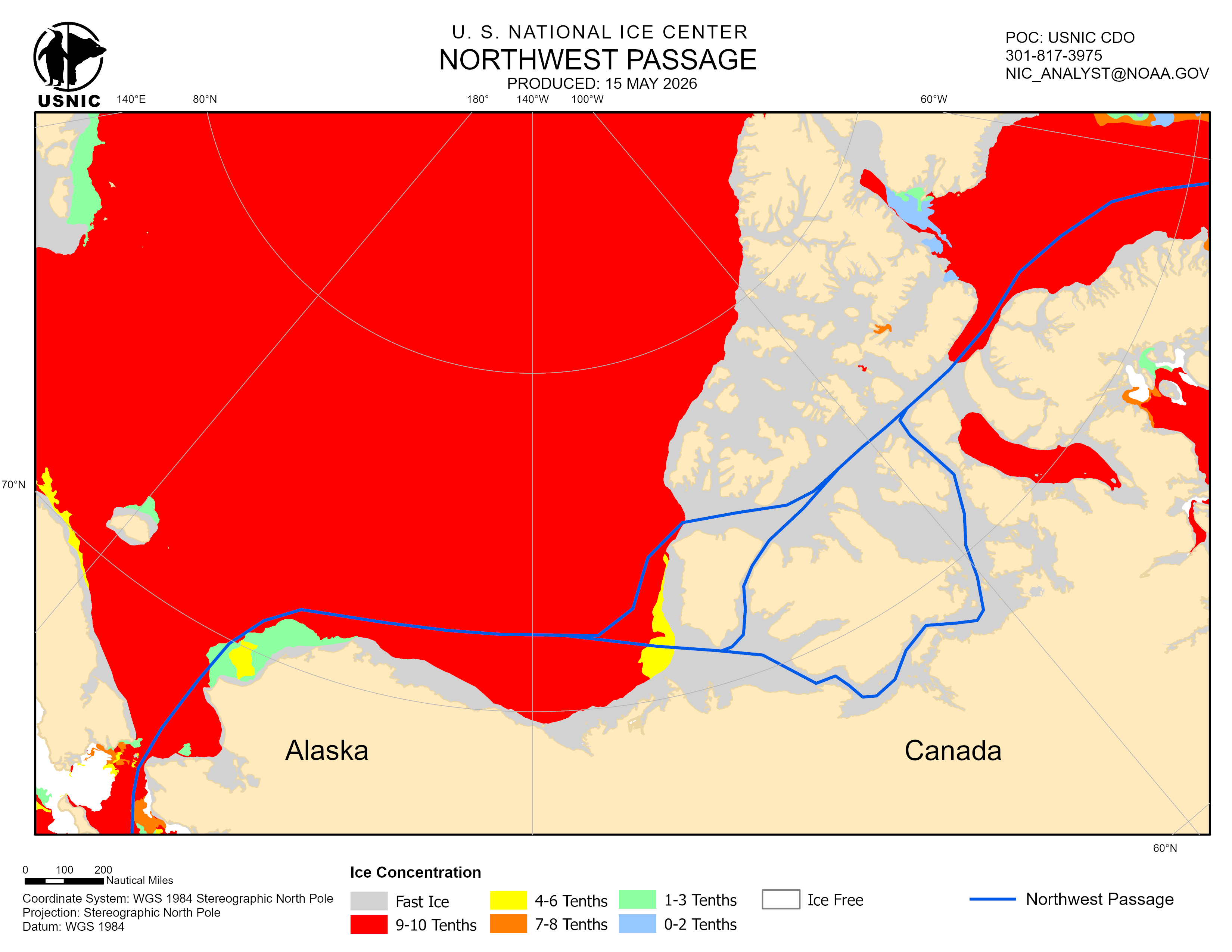 Thumbnail image of the 
             latest Northwest Passage chart