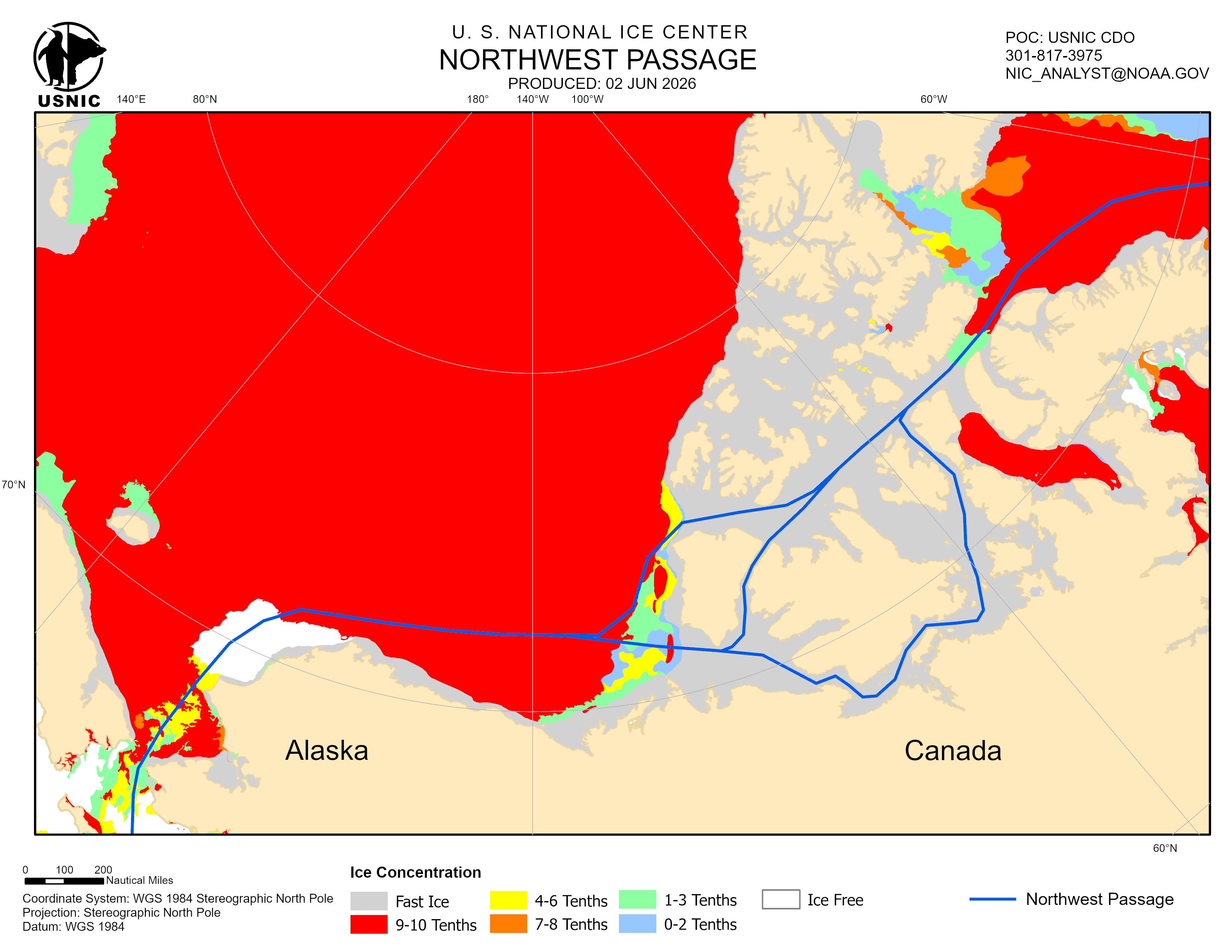 Thumbnail image of the 
             latest Northwest Passage chart