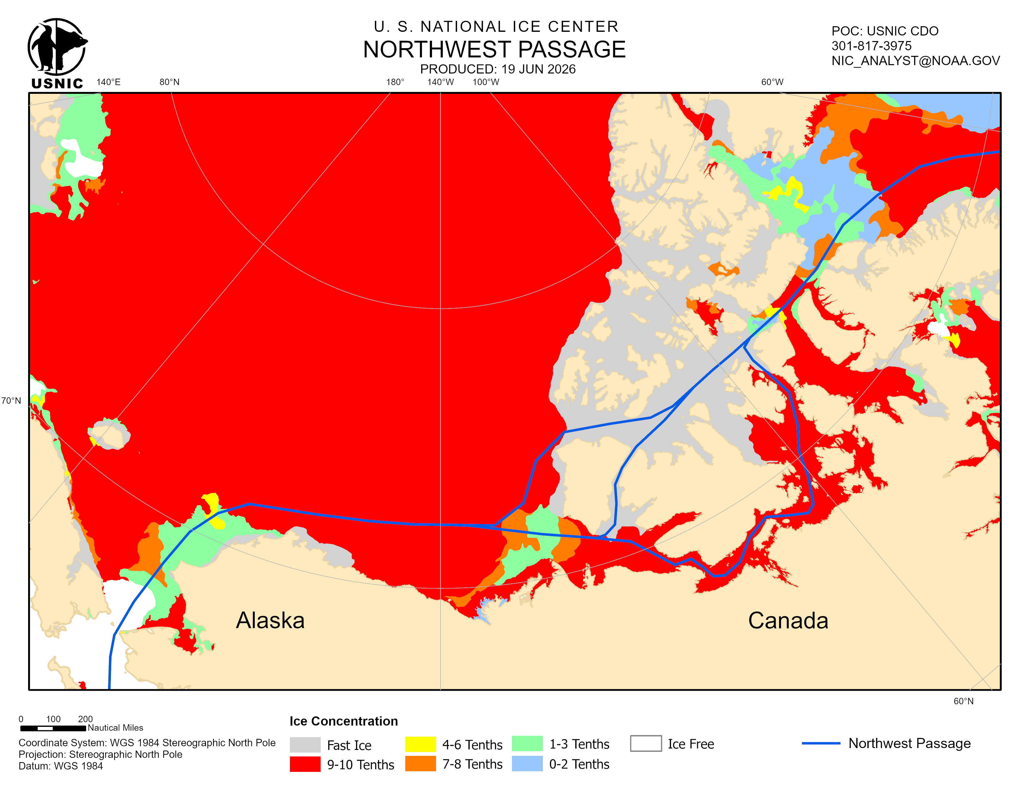 Thumbnail image of the 
             latest Northwest Passage chart