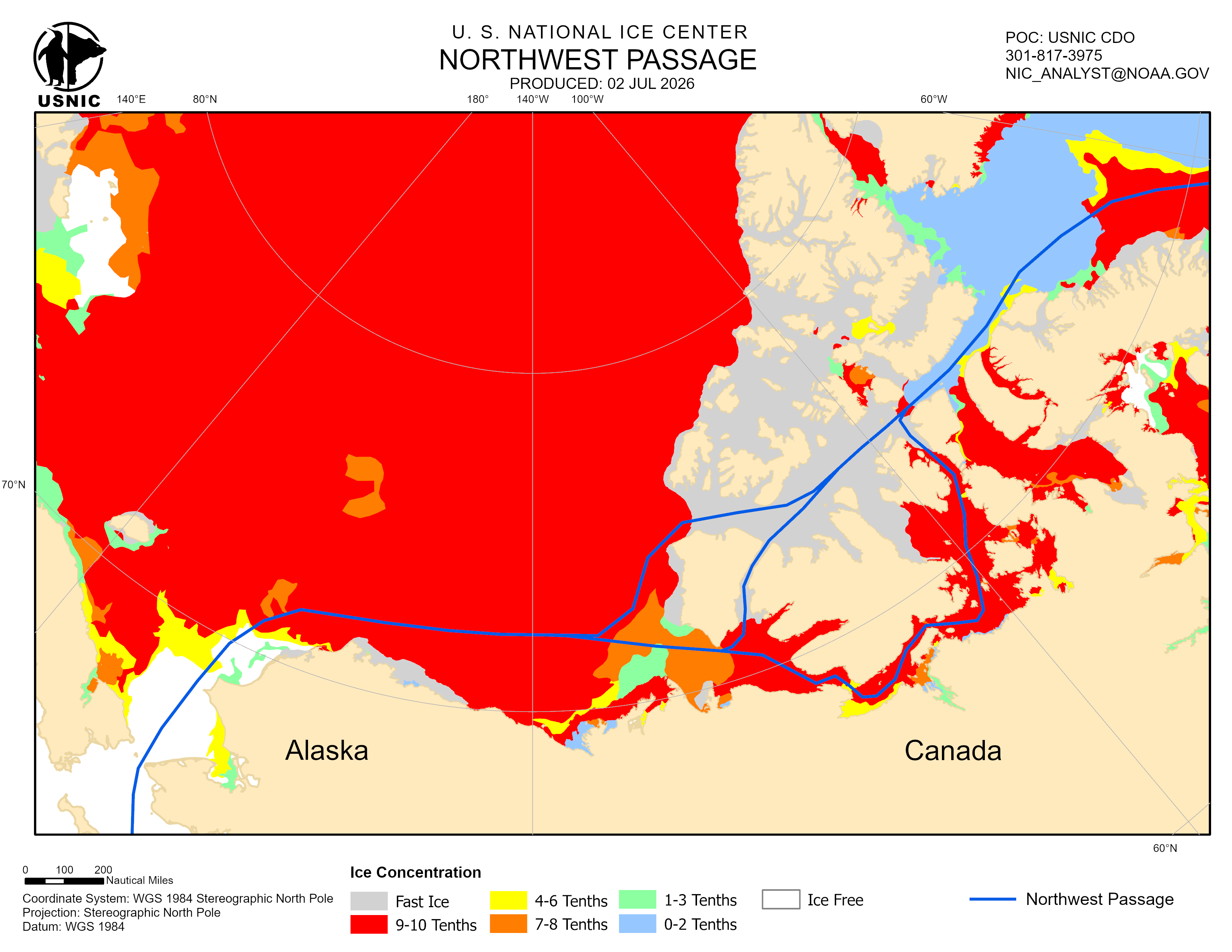 Thumbnail image of the 
             latest Northwest Passage chart