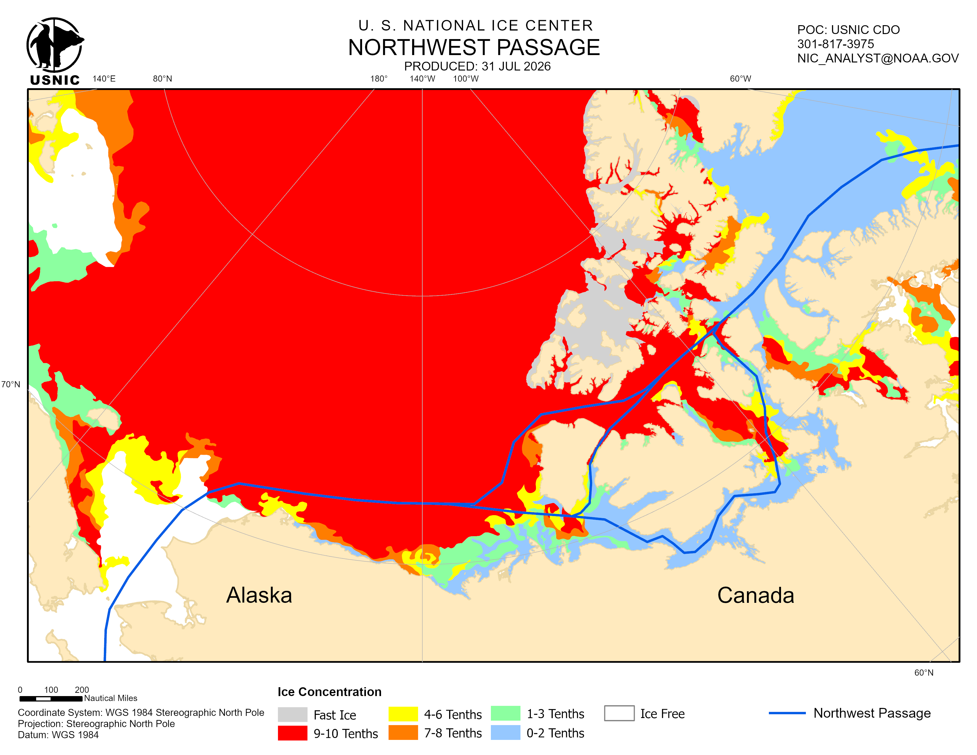 Thumbnail image of the 
             latest Northwest Passage chart