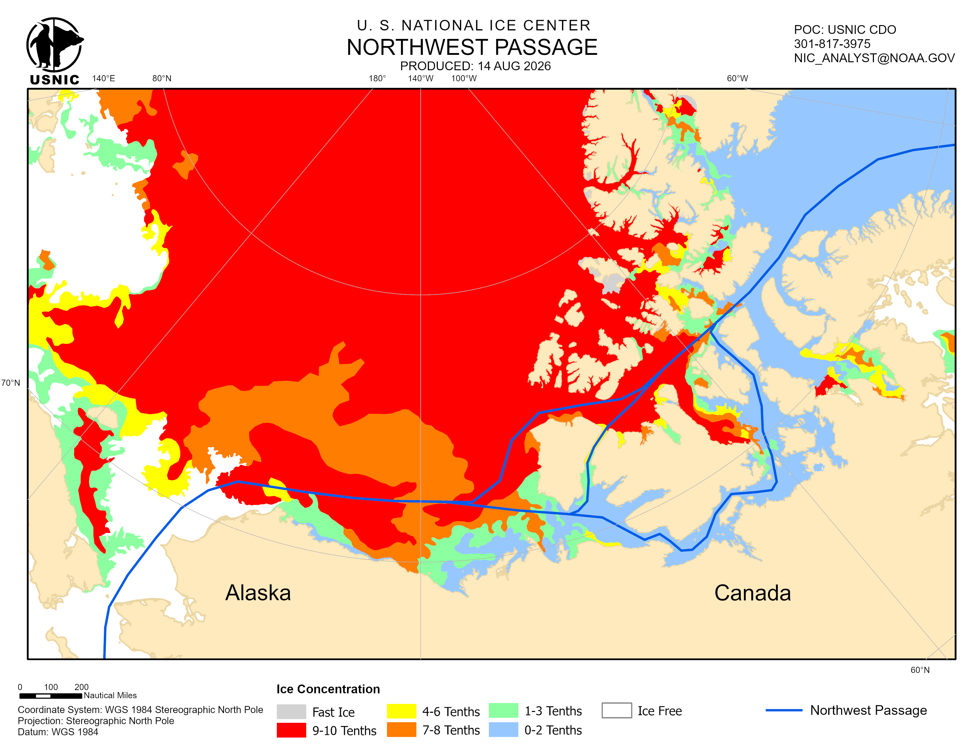 Thumbnail image of the 
             latest Northwest Passage chart