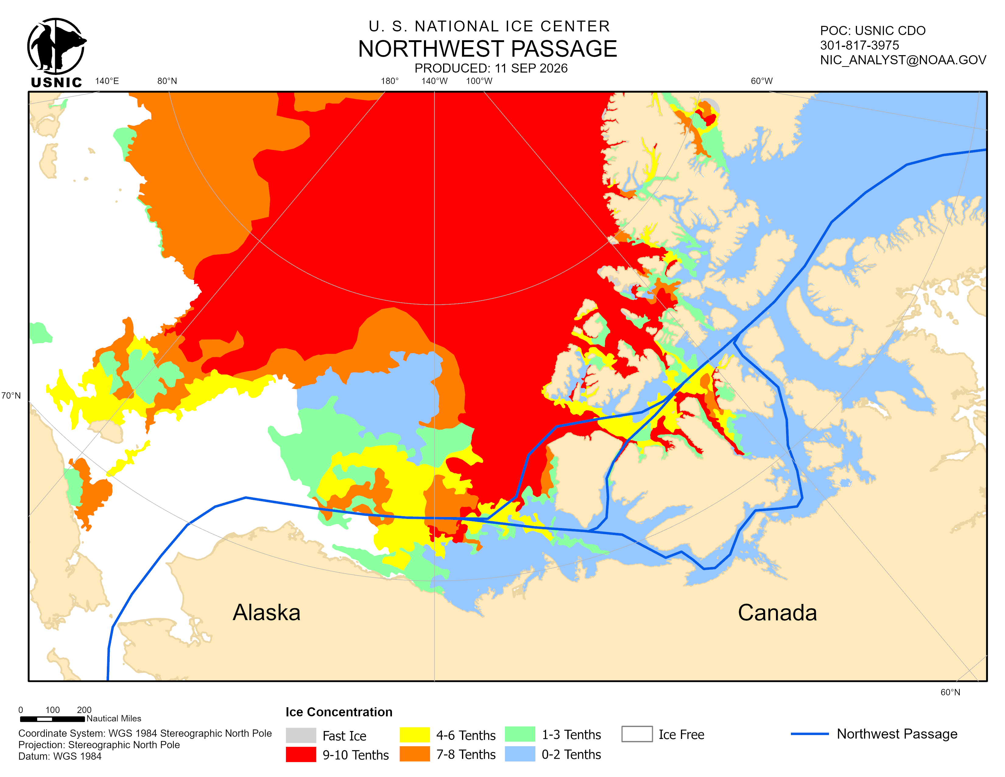 Thumbnail image of the 
             latest Northwest Passage chart