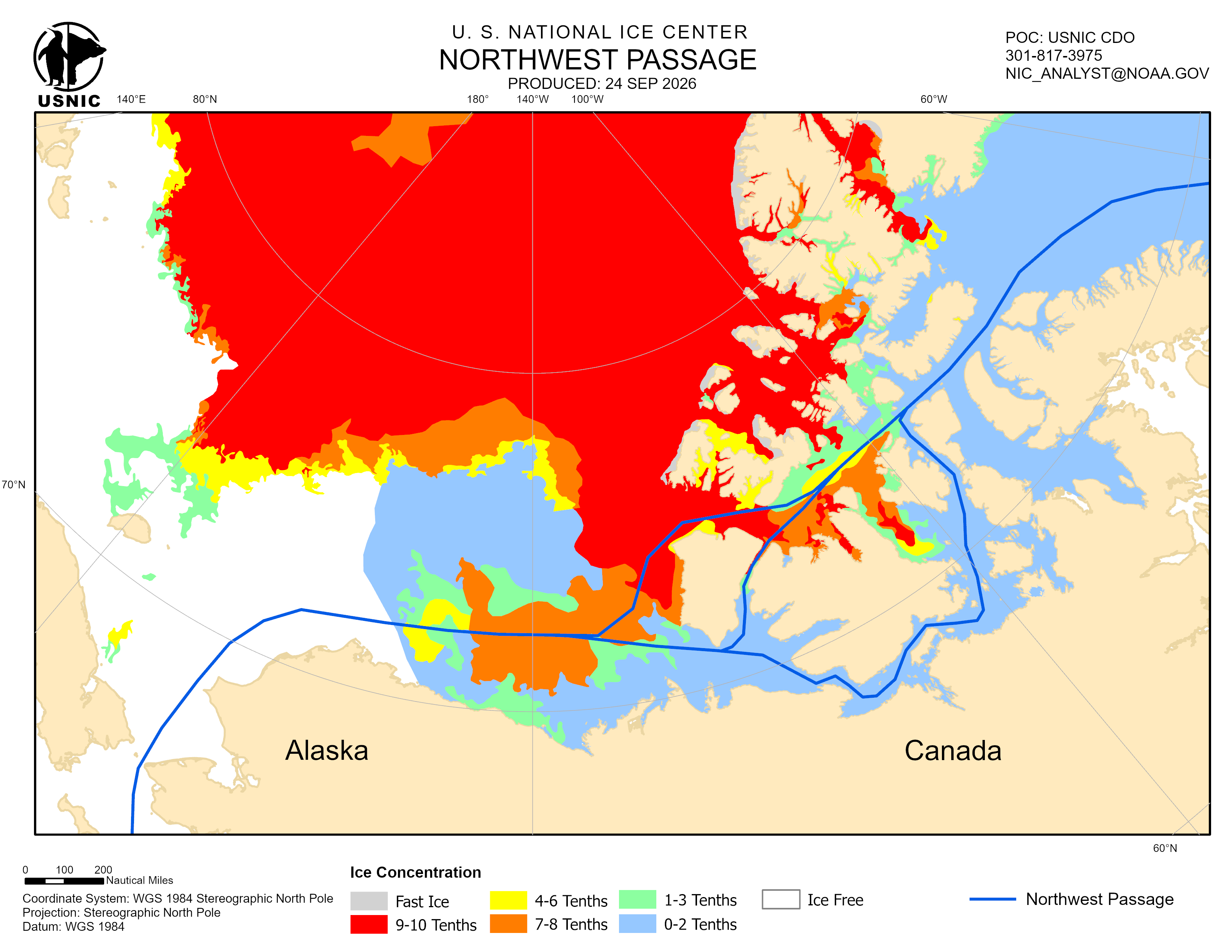 Thumbnail image of the 
             latest Northwest Passage chart