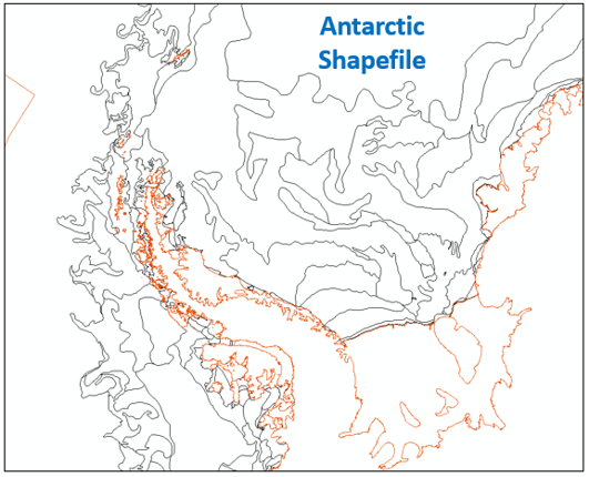 Example of Antarctic weekly shapefile displayed in a GIS viewer