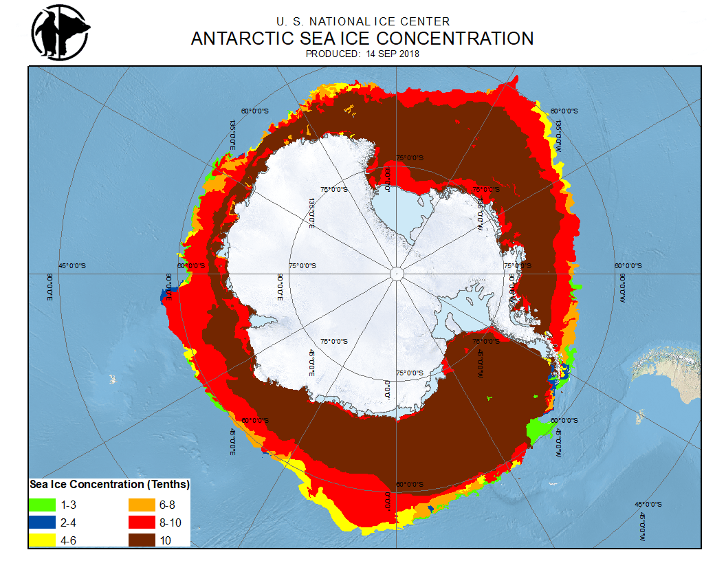 Example weekly Antarctic ice concentration chart