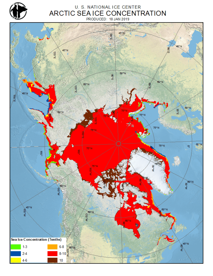 Example weekly Arctic ice concentration chart