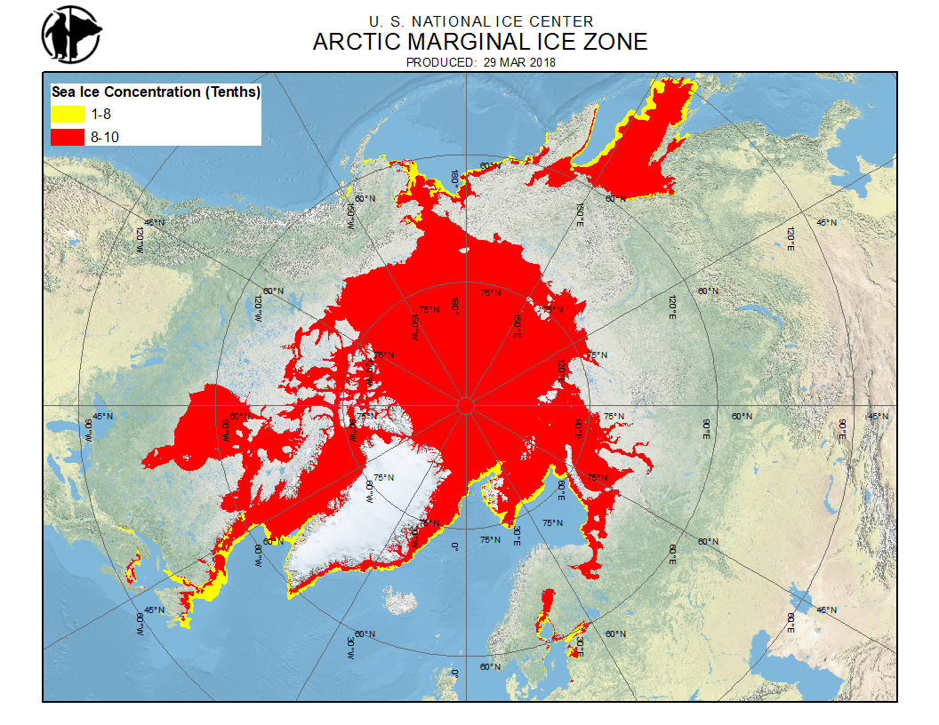 Example of daily Antarctic Marginal Ice Zone (MIZ) chart